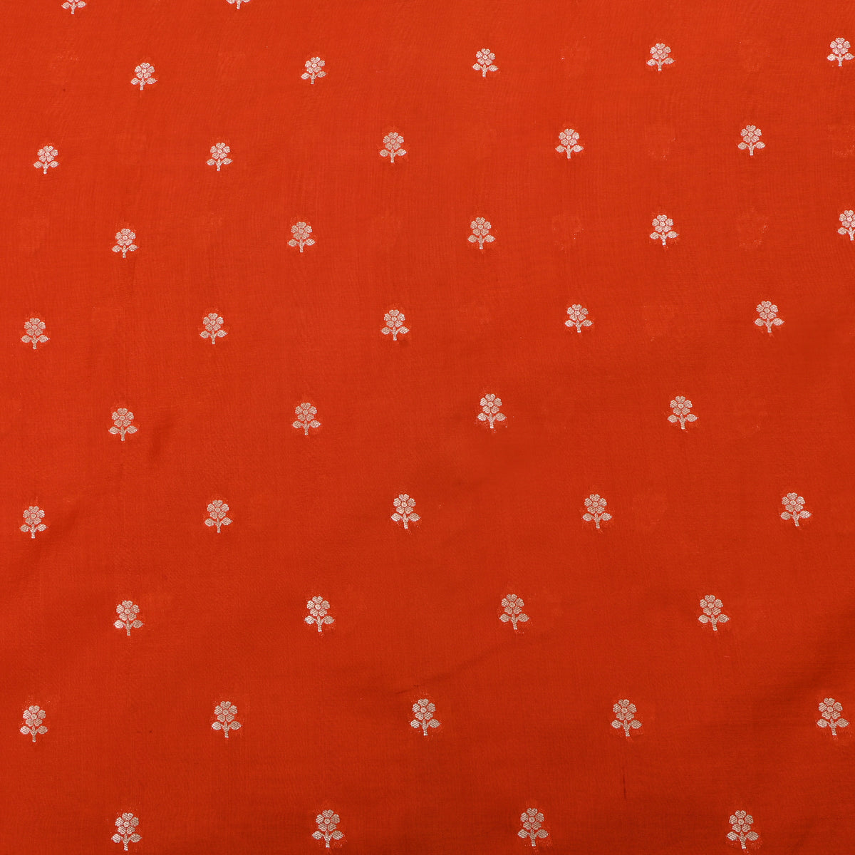 Saffron Gold Zari Floral Butti Jamawar Silk Fabric