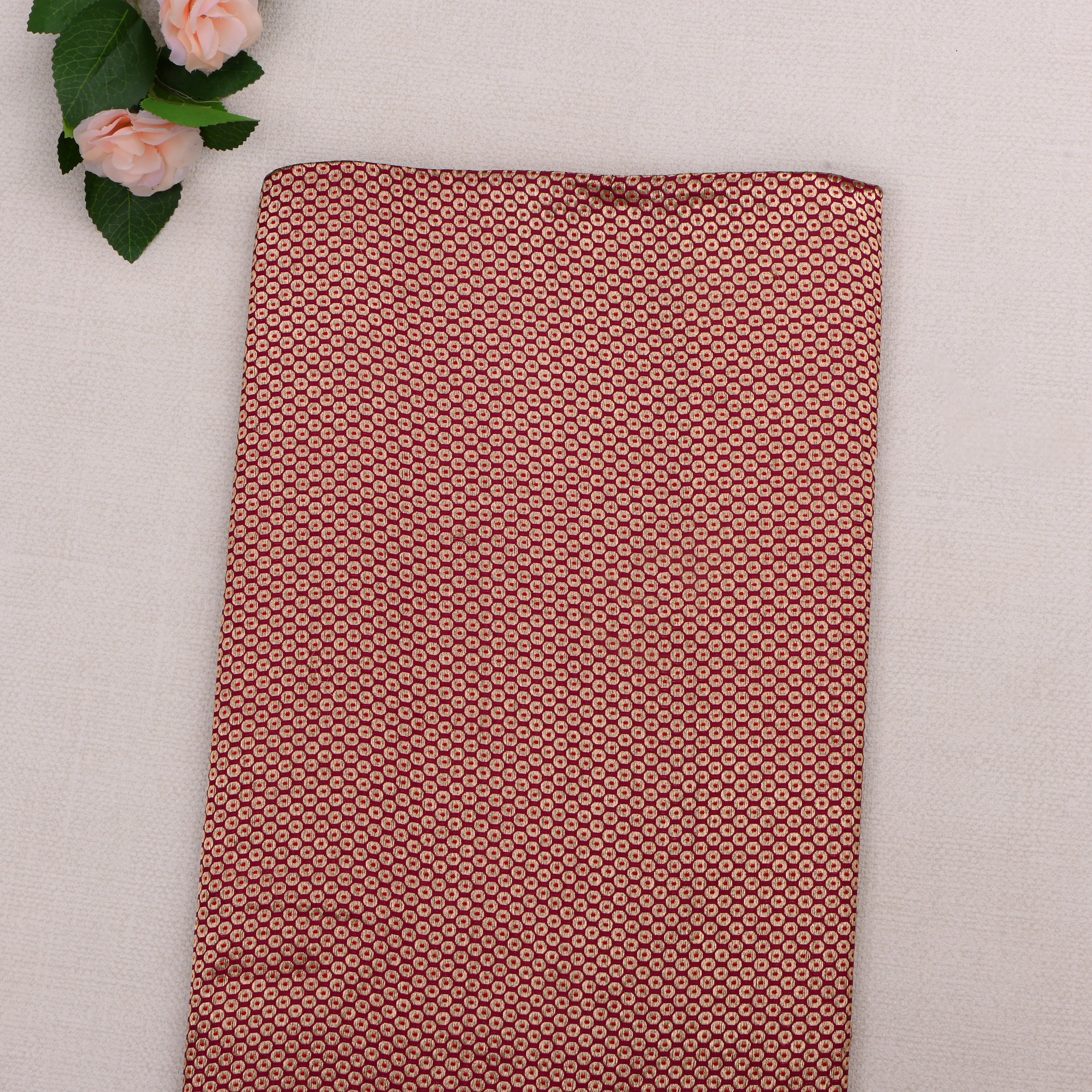 Purple Jamawar Silk Fabric With Intricate Pattern