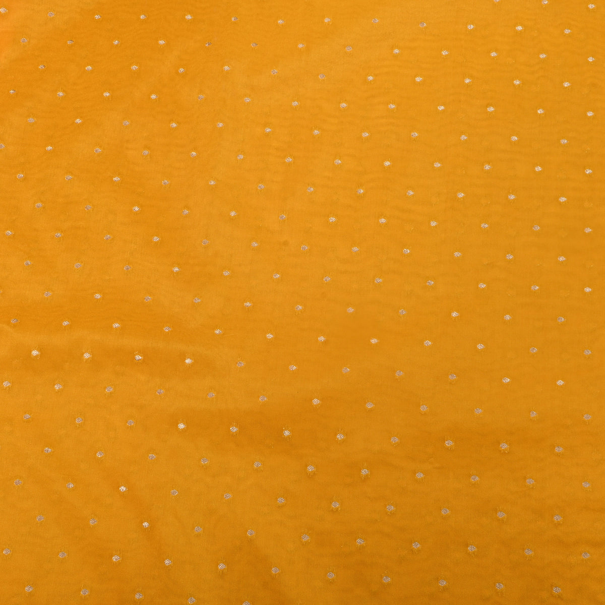 Mustard Yellow Gold Zari Butti Jamawar Silk Fabric