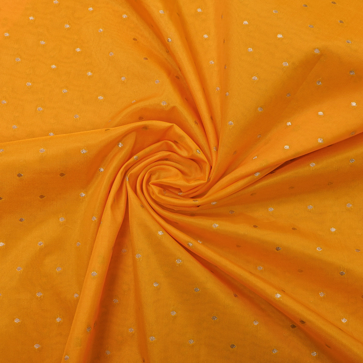 Mustard Yellow Gold Zari Butti Jamawar Silk Fabric