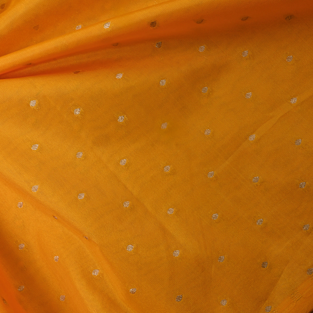 Mustard Yellow Gold Zari Butti Jamawar Silk Fabric
