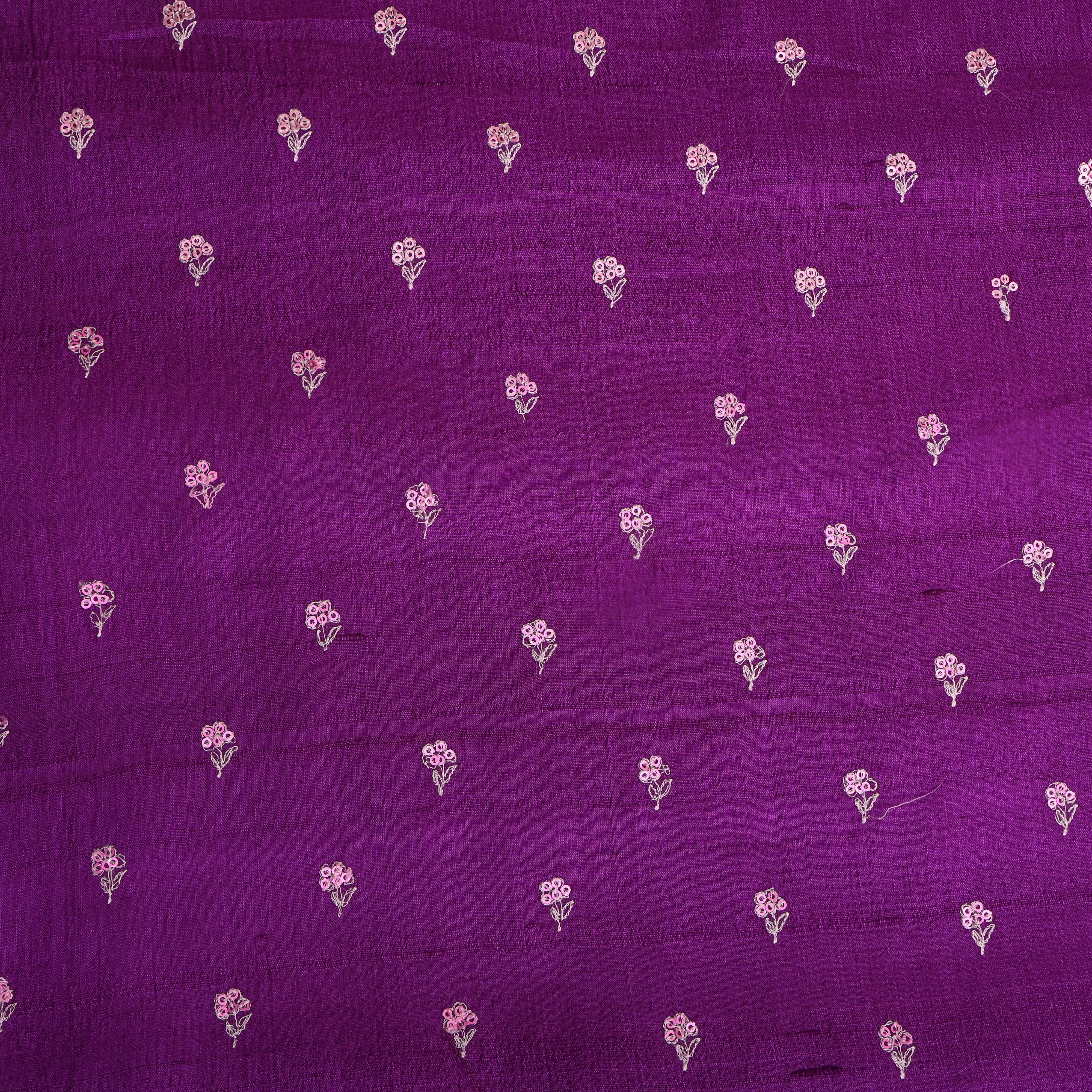 Purple Butti Embroidered Tussar Silk