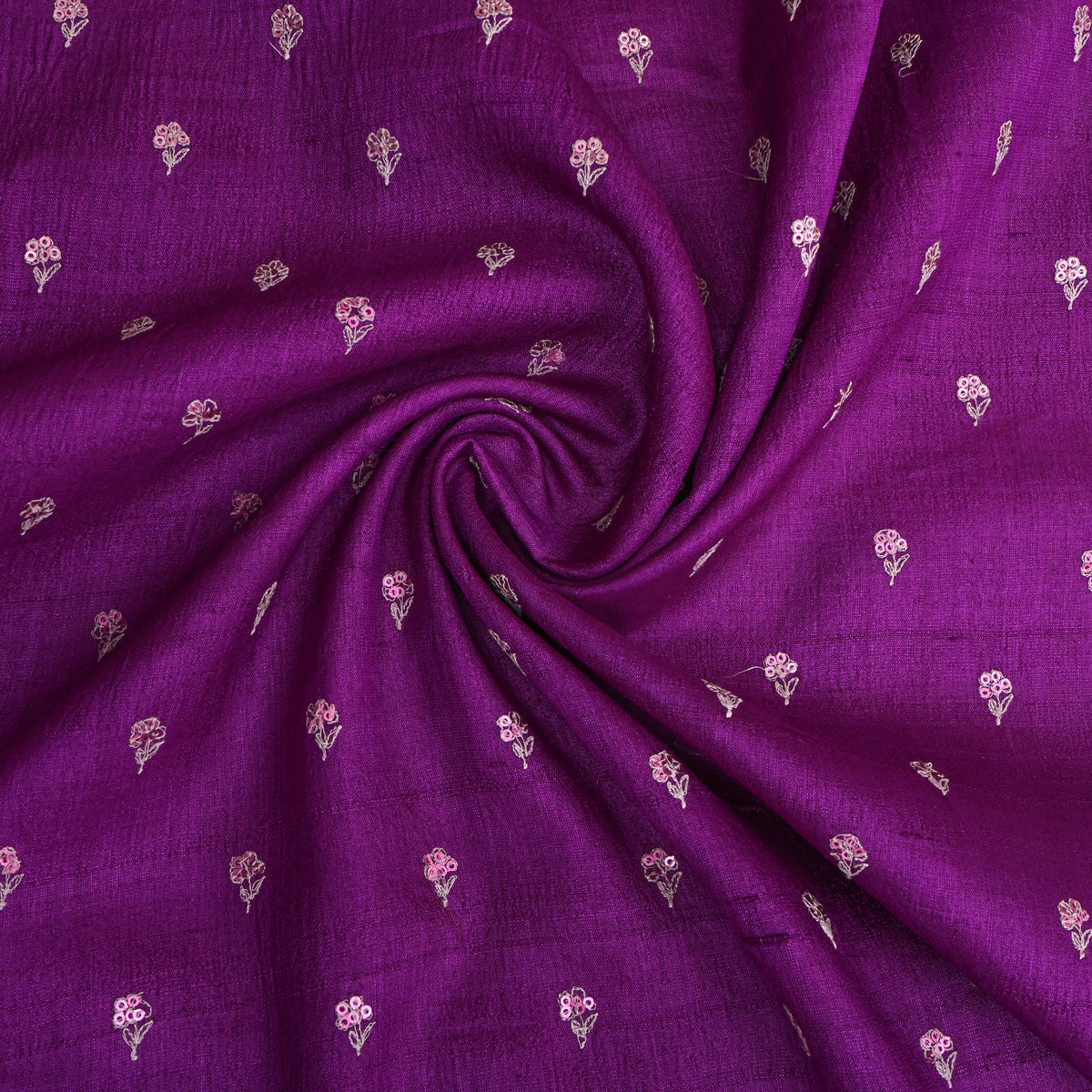 Purple Butti Embroidered Tussar Silk