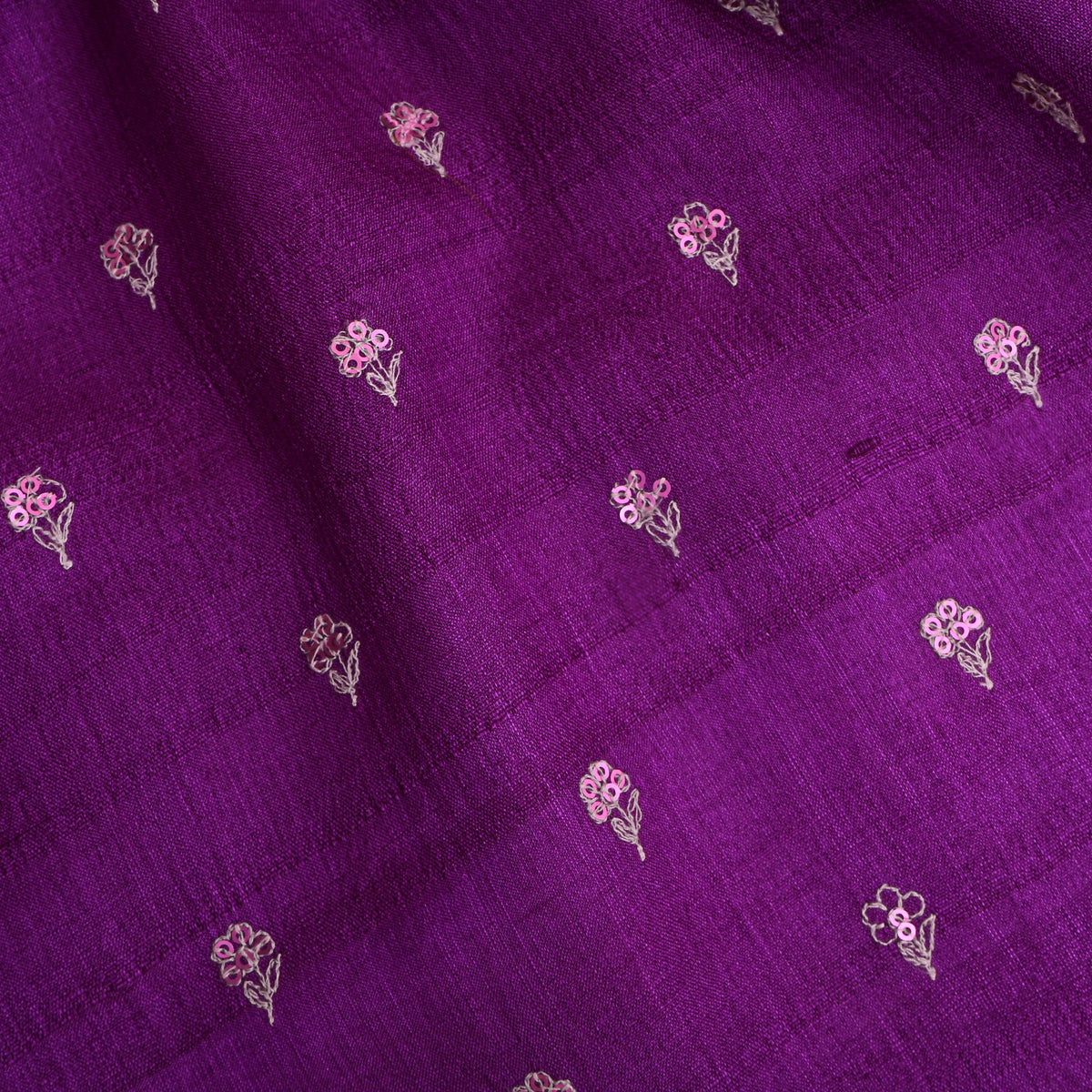 Purple Butti Embroidered Tussar Silk