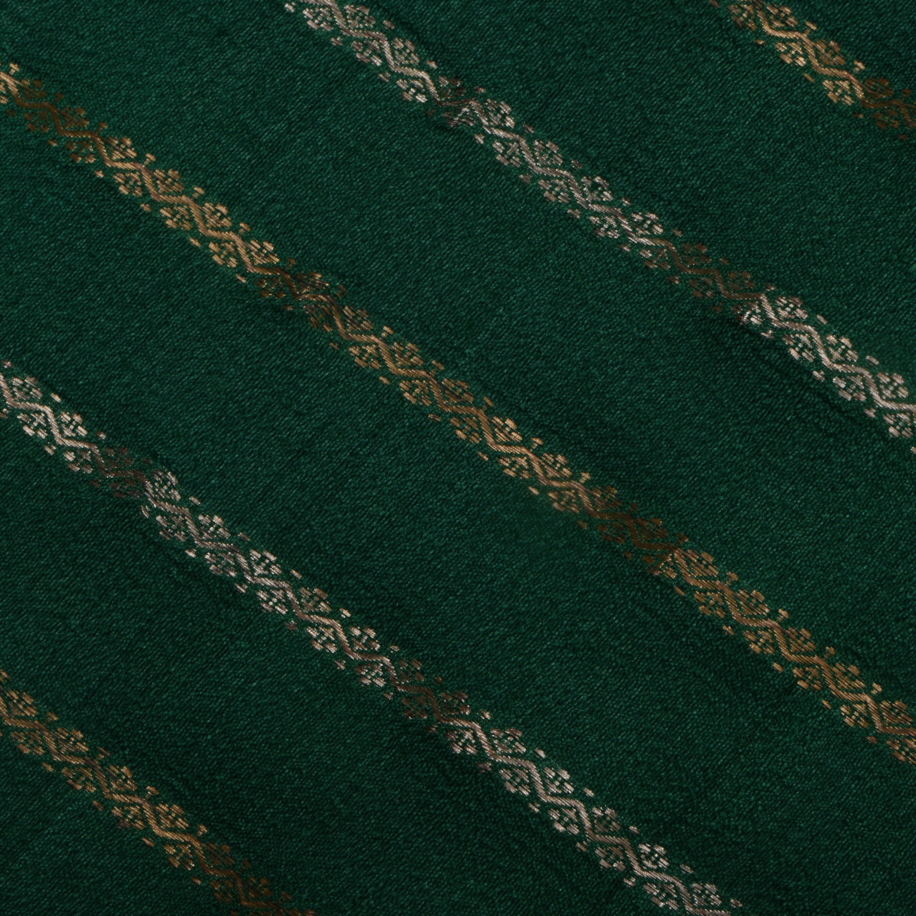 Bottle Green Jamawar Tussar Fabric With Stripes