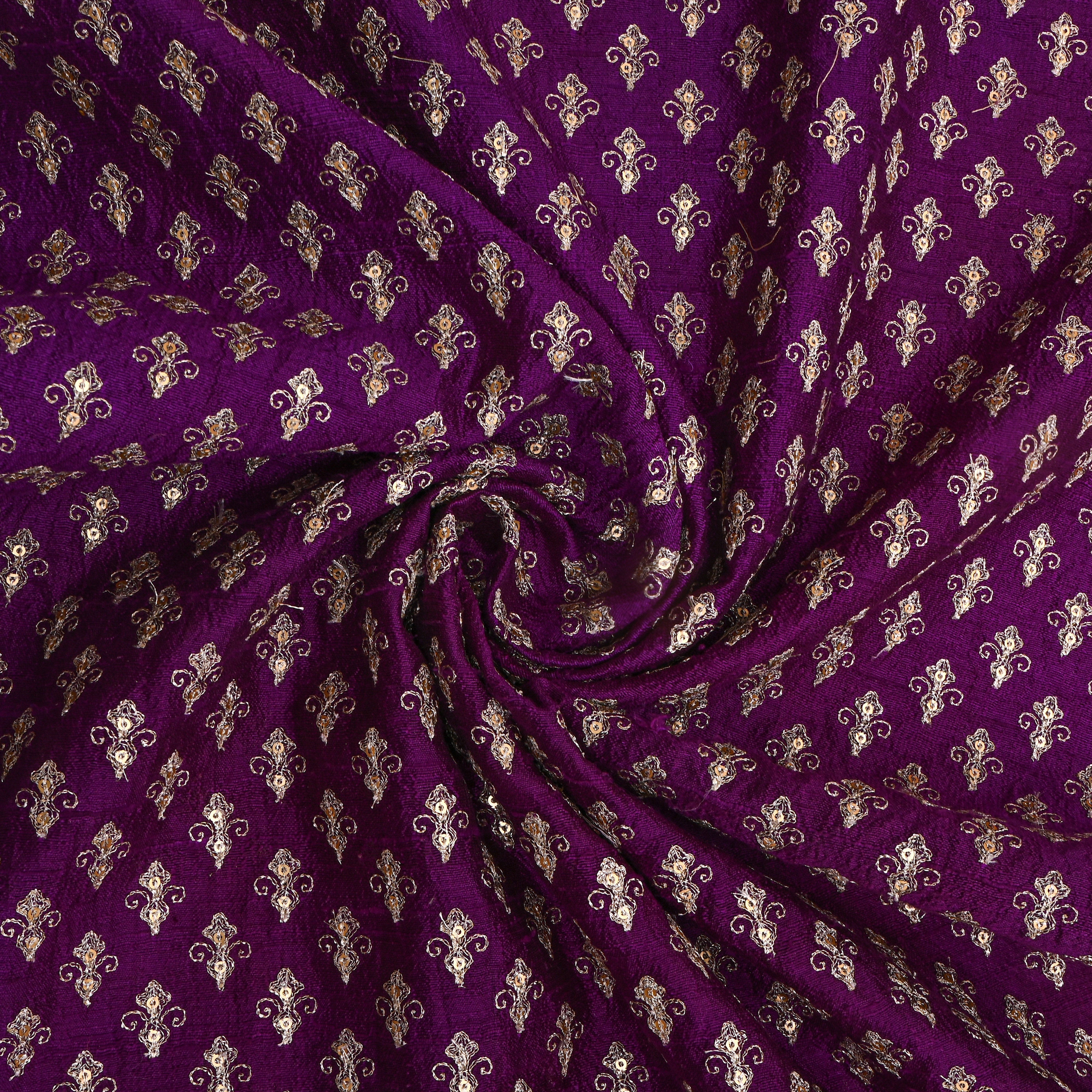 Purple Zari Butti Embroidered Raw Silk