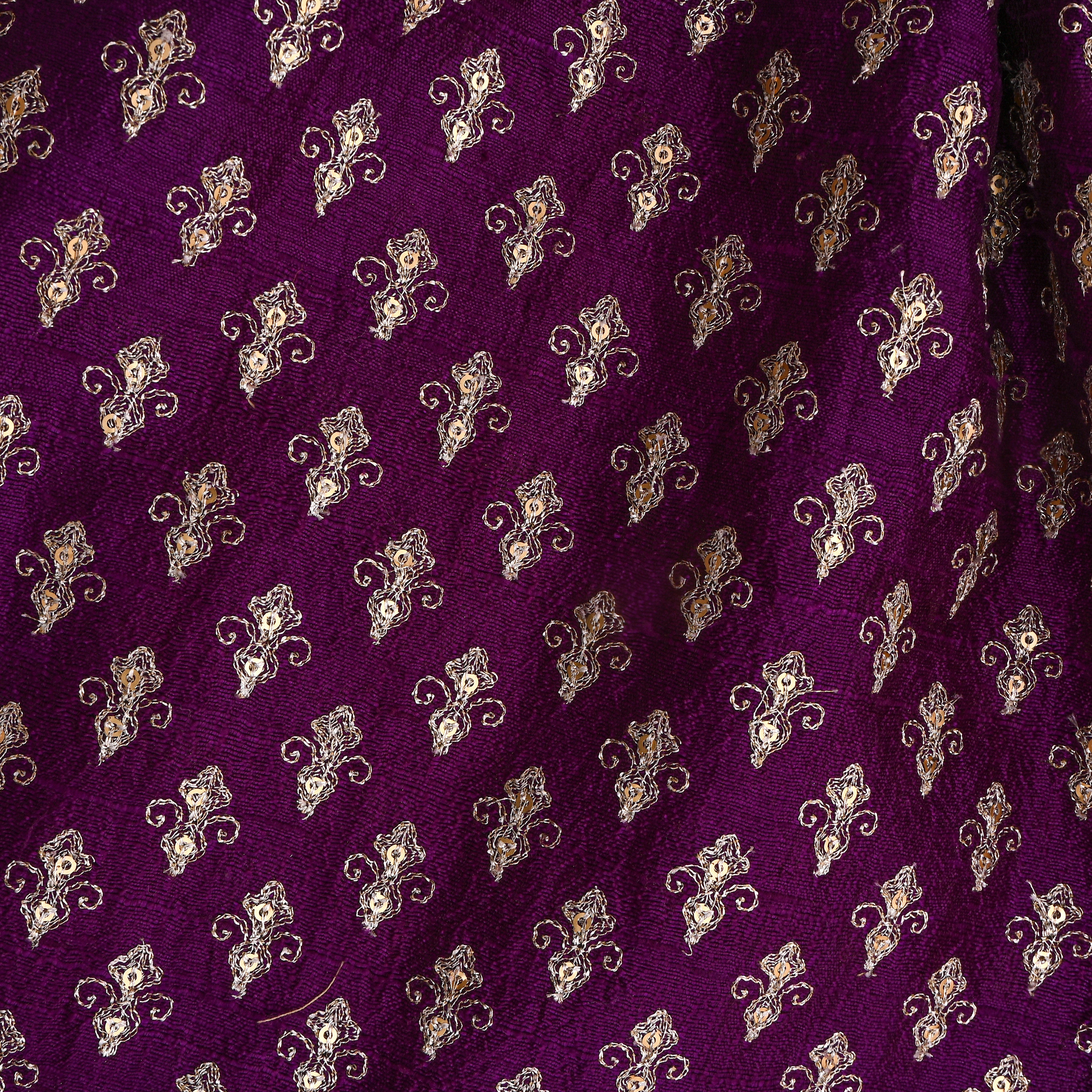 Purple Zari Butti Embroidered Raw Silk