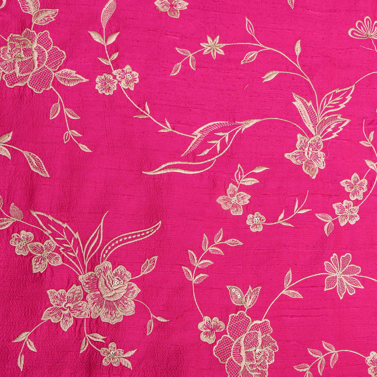Pink Thread Jaal Embroidered Raw Silk