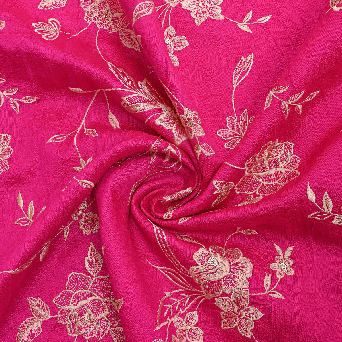 Pink Thread Jaal Embroidered Raw Silk