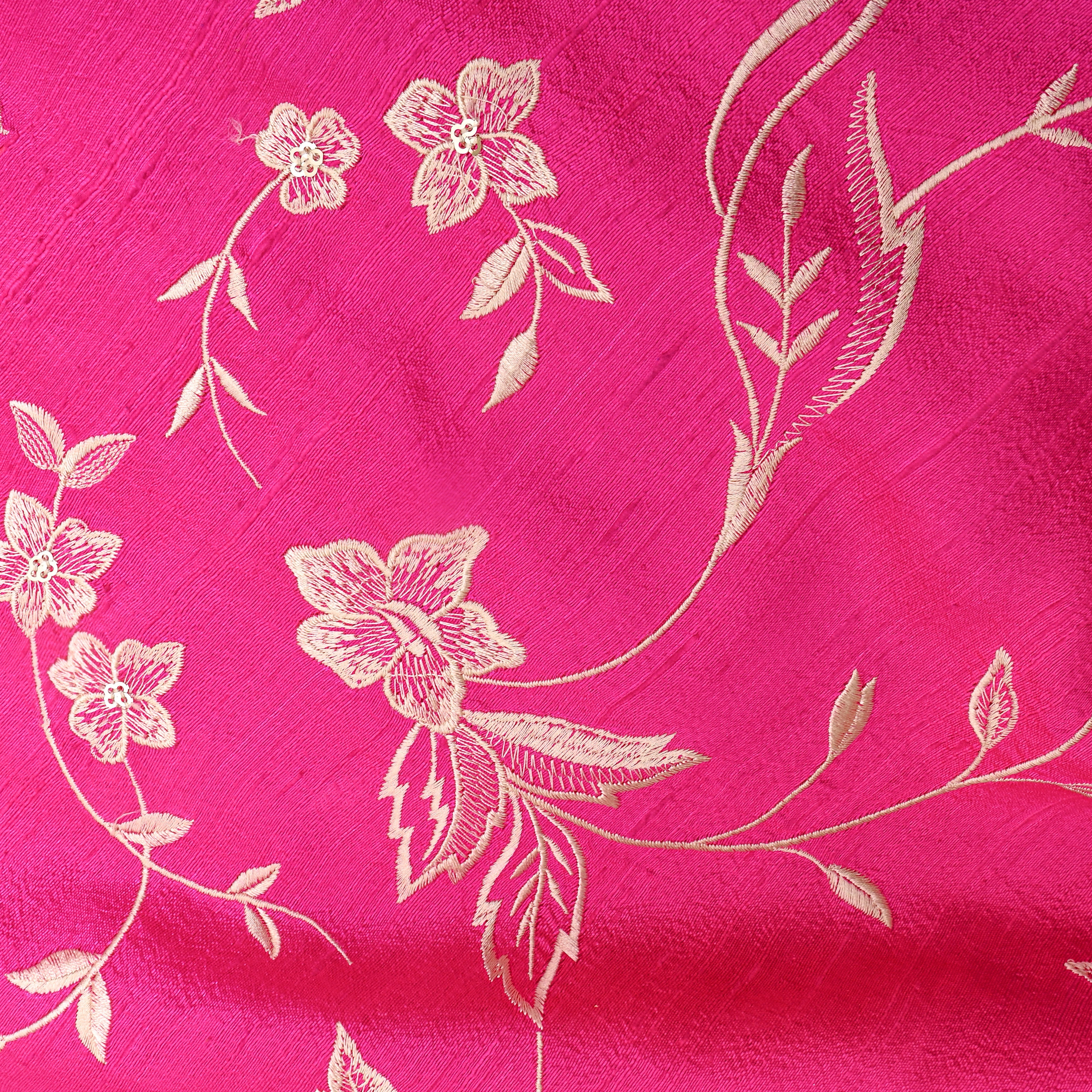 Pink Thread Jaal Embroidered Raw Silk