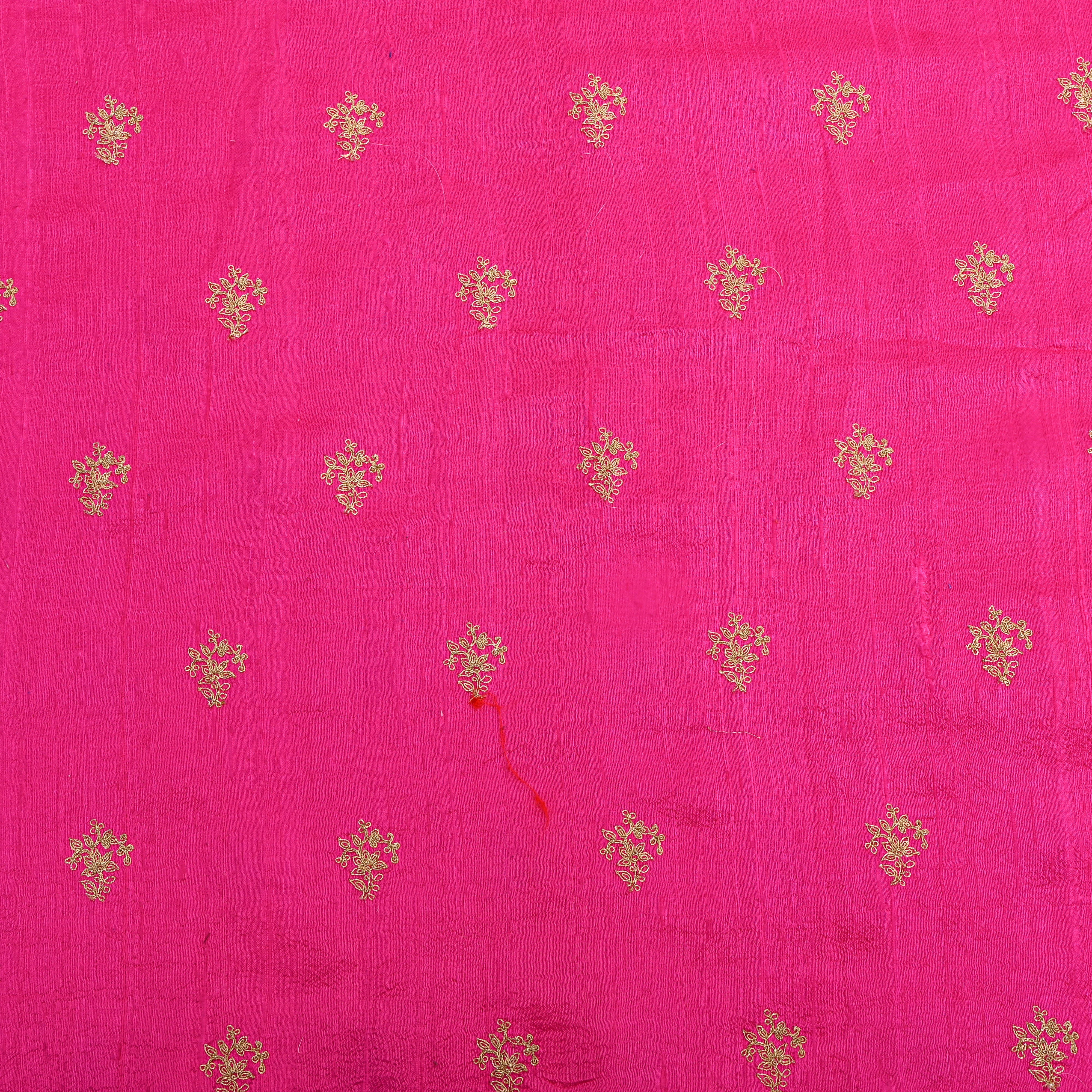 Bright Pink Raw Silk With Gold Butti