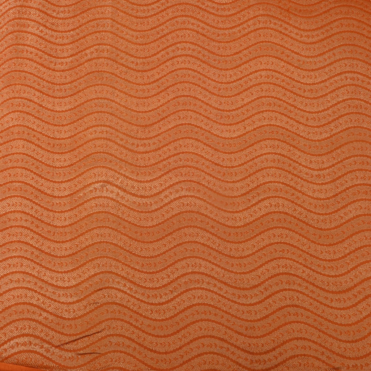 Burnt Orange Gold Zari Butti Weave Jamawar Silk Fabric