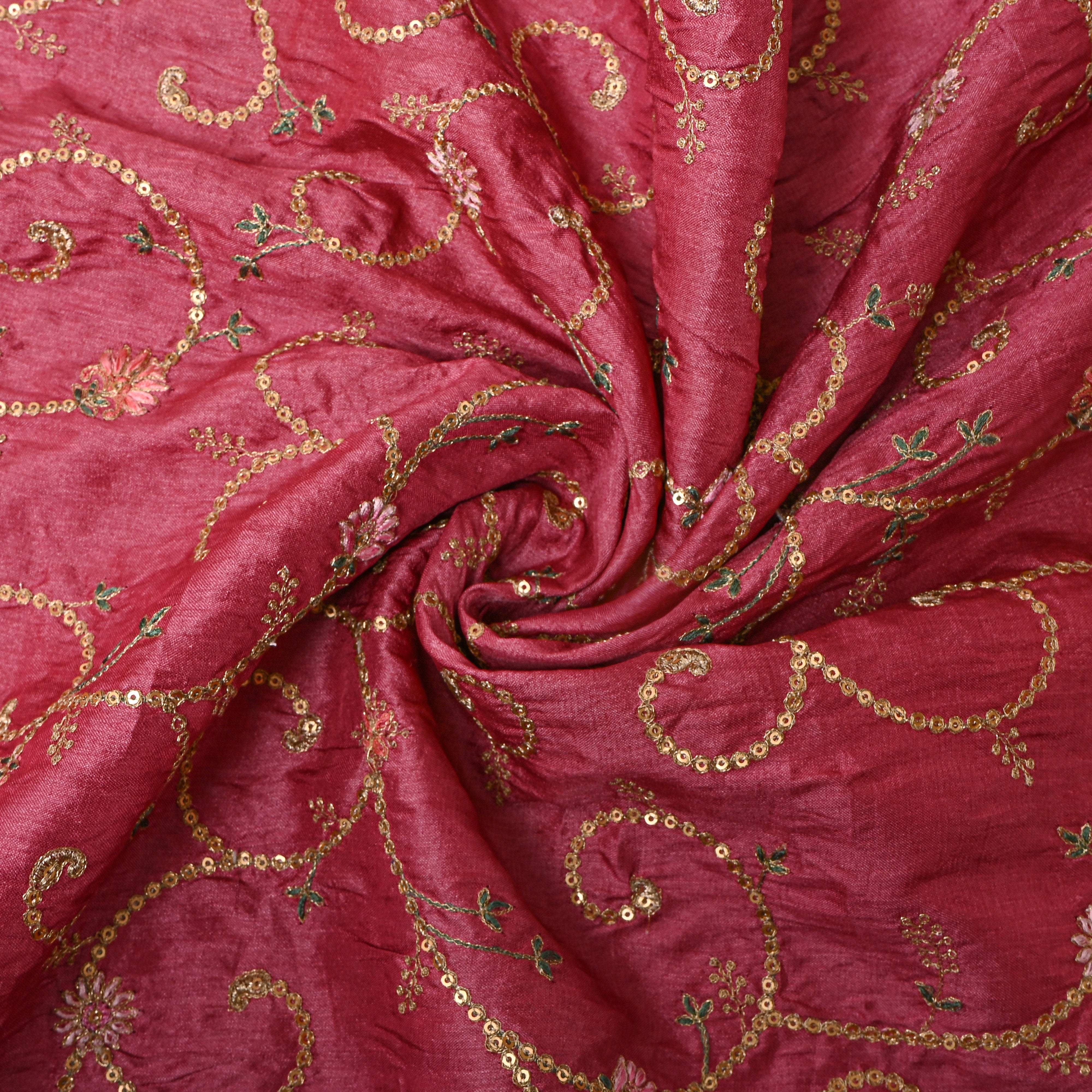 Pink Zari Jaal Embroidered Tussar Silk