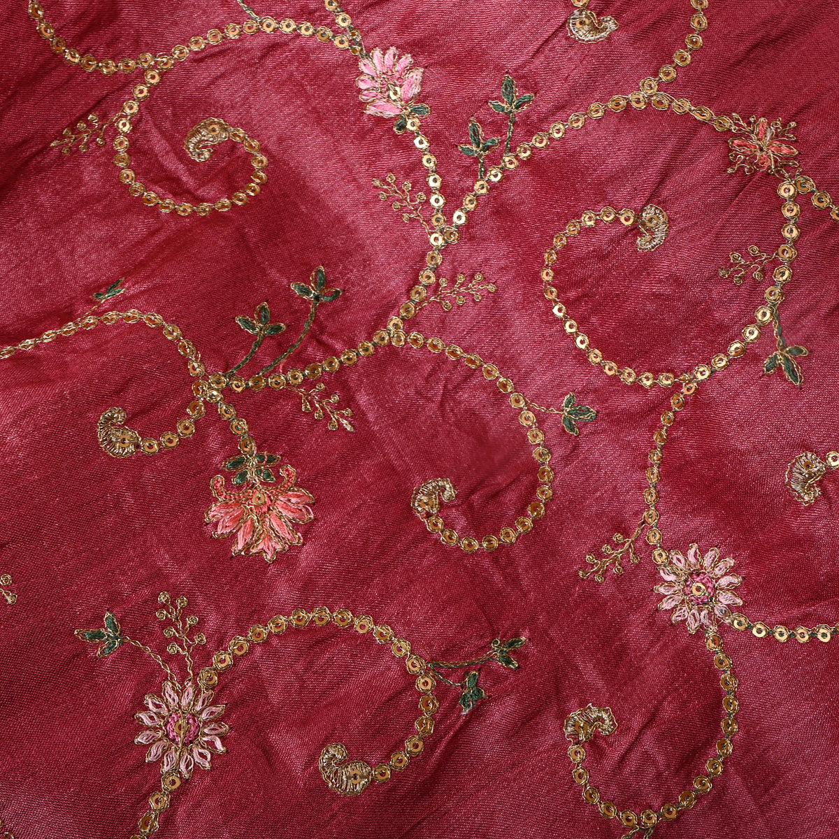 Pink Zari Jaal Embroidered Tussar Silk