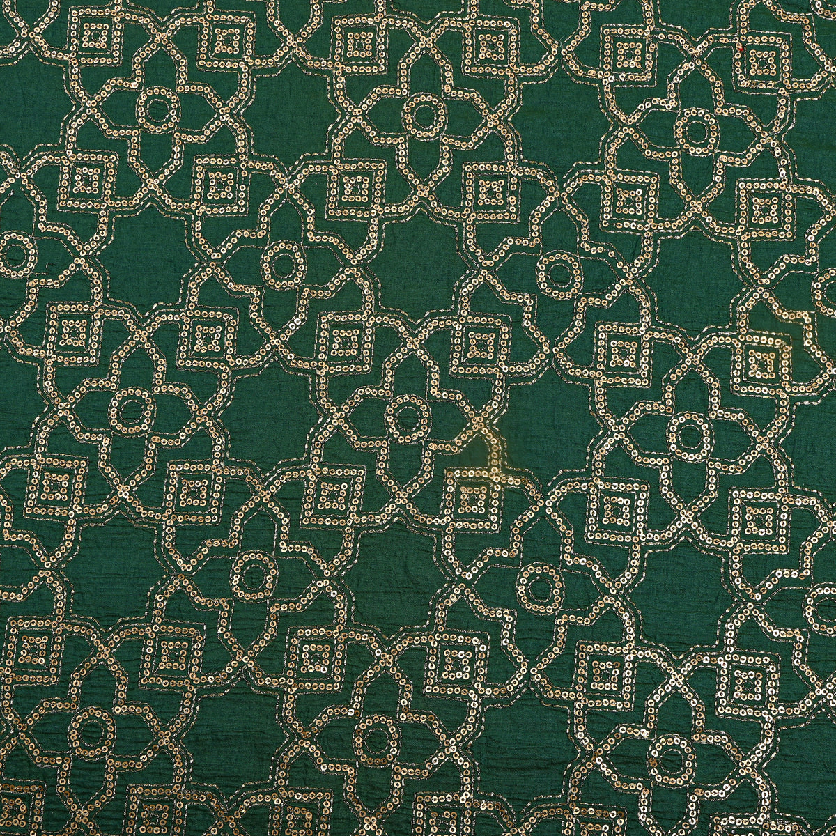Dark Green Embroidery Chanderi Fabric