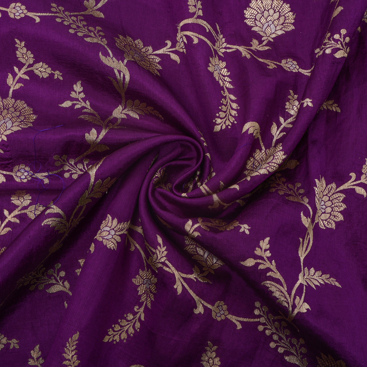 Mulberry Purple Dual Tone Floral Jaal Banarasi Silk Fabric