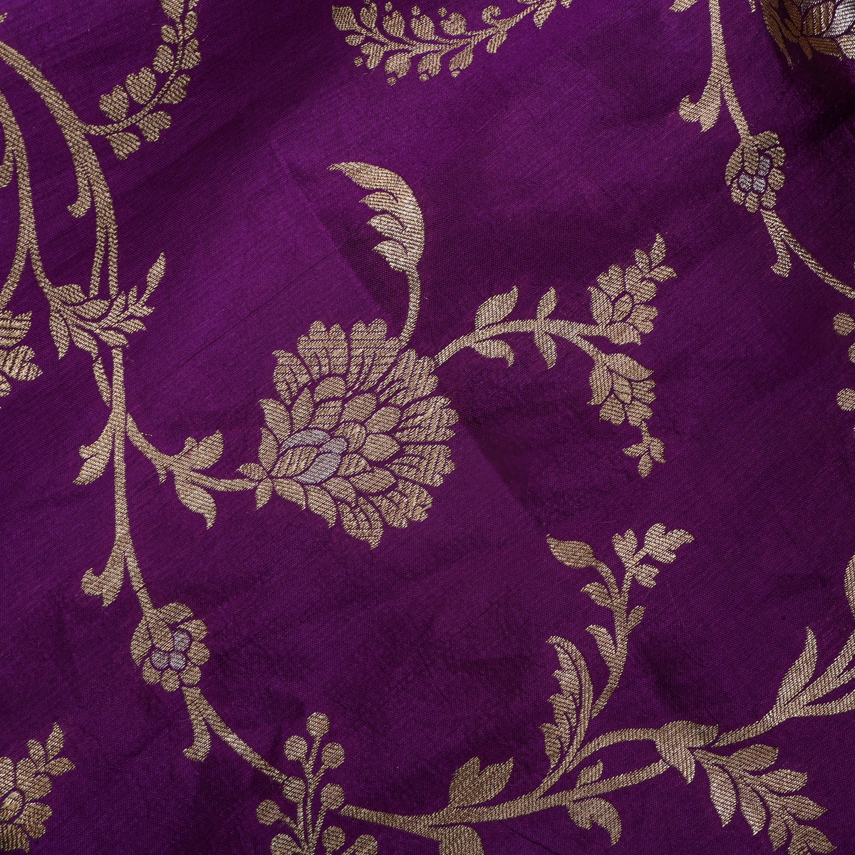 Mulberry Purple Dual Tone Floral Jaal Banarasi Silk Fabric