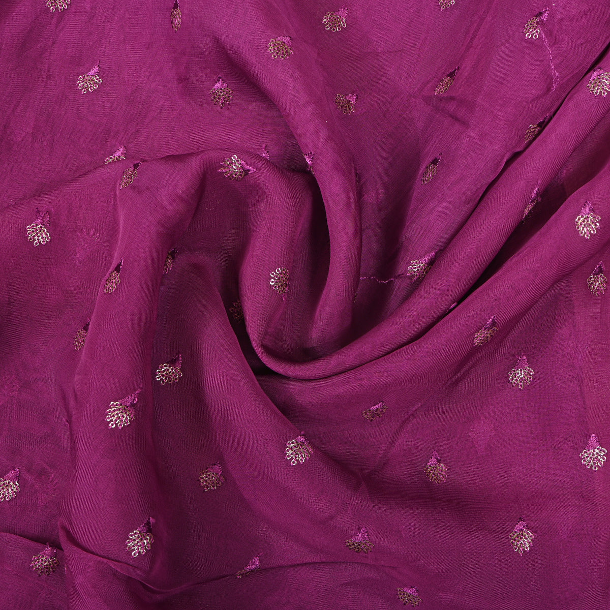 Amethyst Zari Sequin Bud Butti Organza Fabric