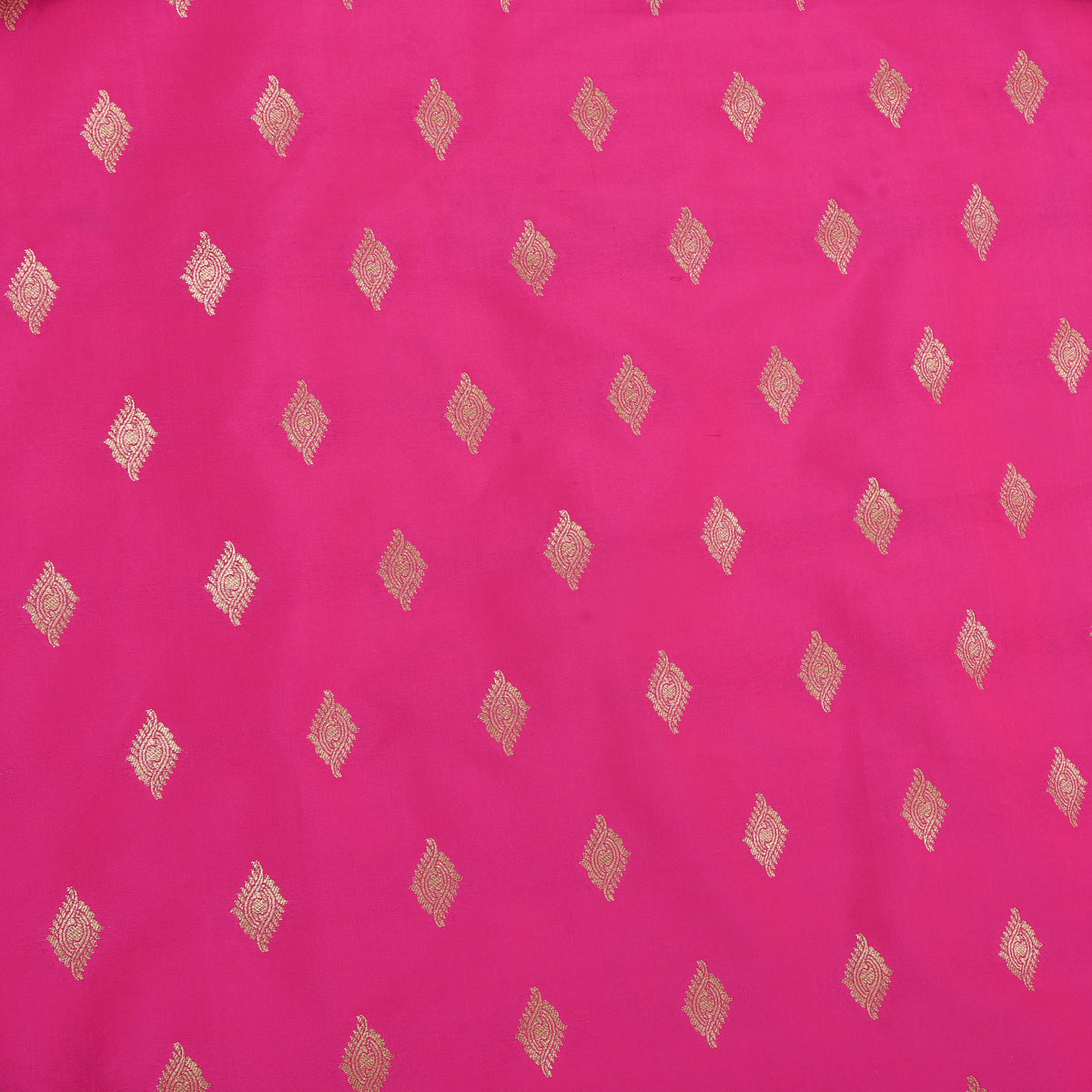 Rani Pink Gold Butti Self Weave Banarasi Silk Fabric