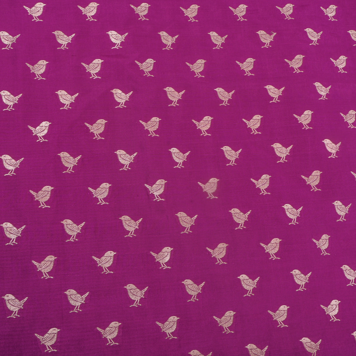 Purple With Gold Zari Bird Butti Jamawar Silk Fabric