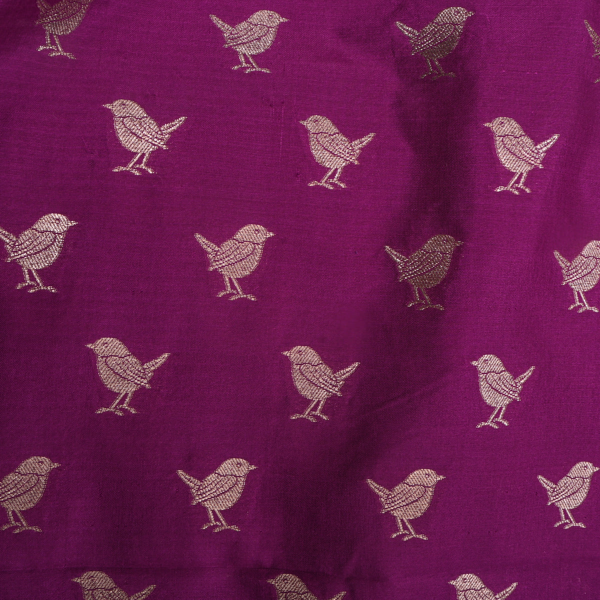 Purple With Gold Zari Bird Butti Jamawar Silk Fabric