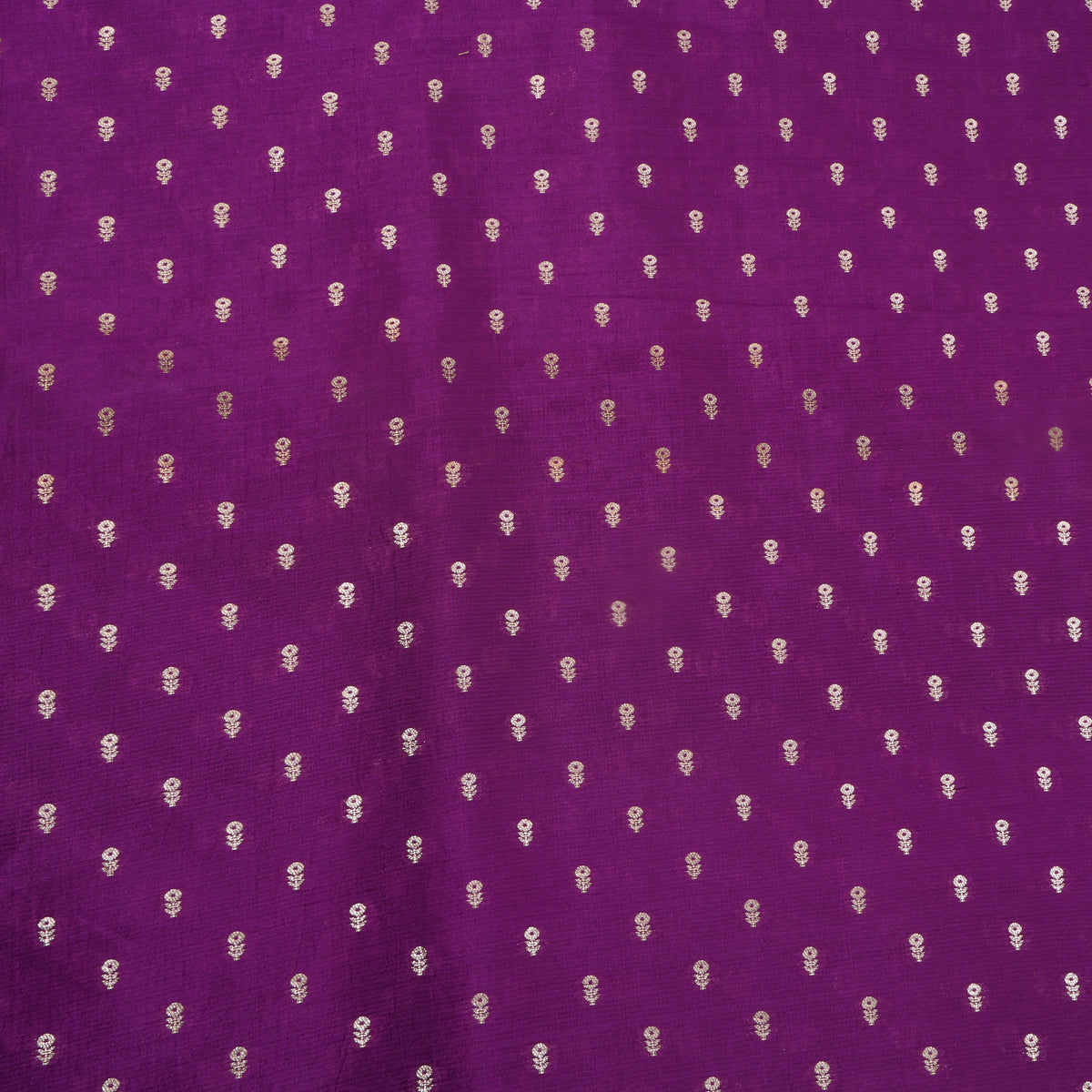 Grape Purple Gold Zari Floral Butti Banarasi Silk Fabric