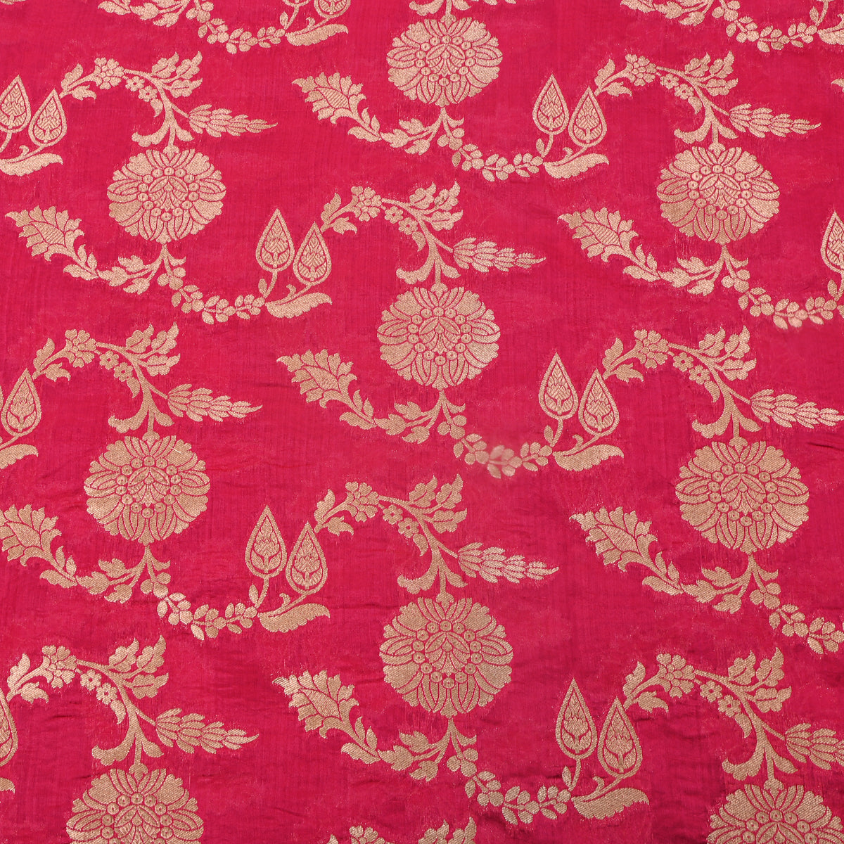 Red Silver Zari Floral Motif Banarasi Silk Fabric