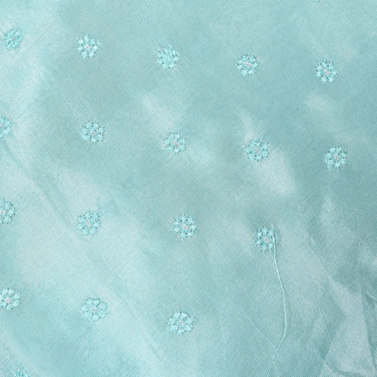 Mint Floral Butti Thread Work Embroidery Tissue Fabric