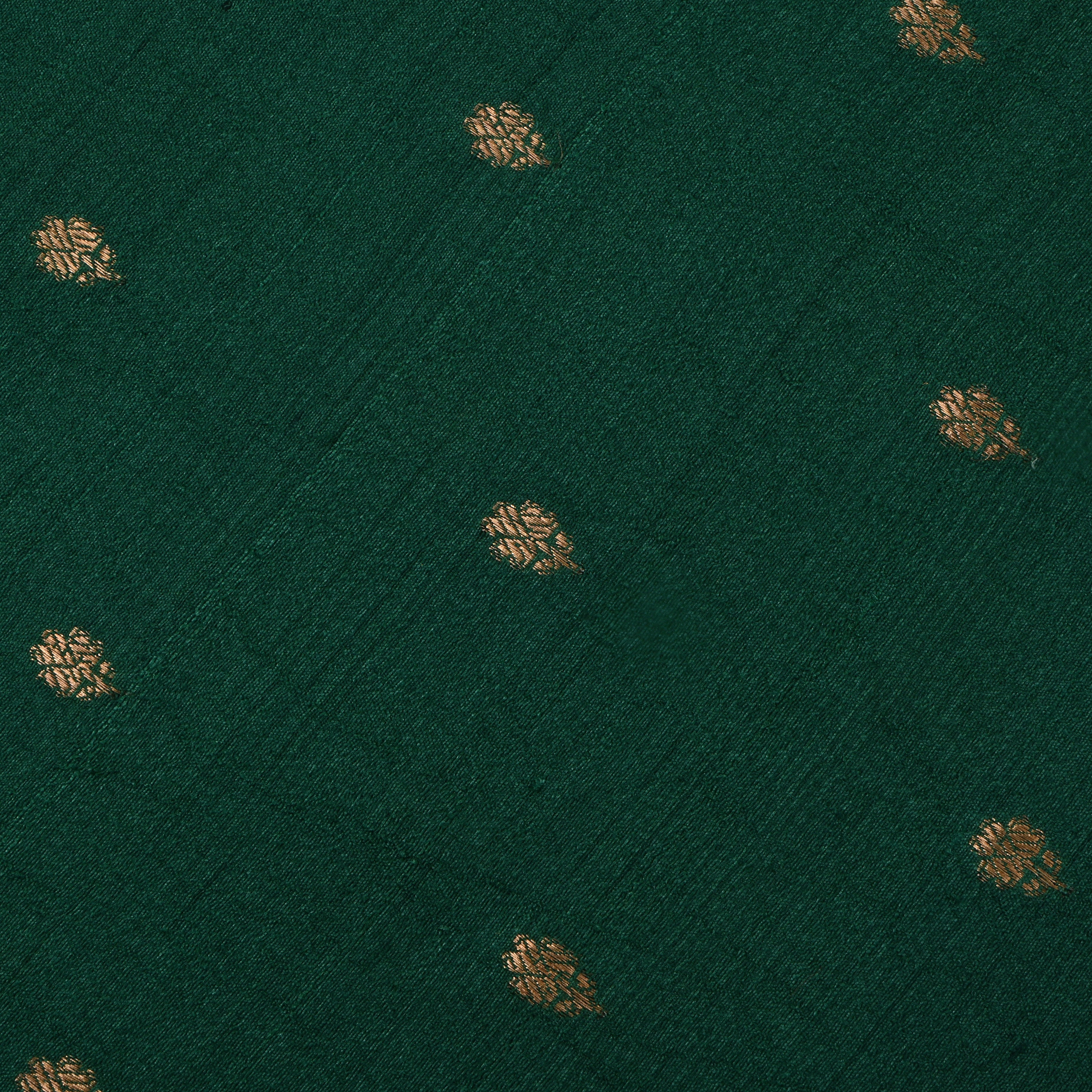 Bottle Green Jamawar Tussar Fabric With Butti'S