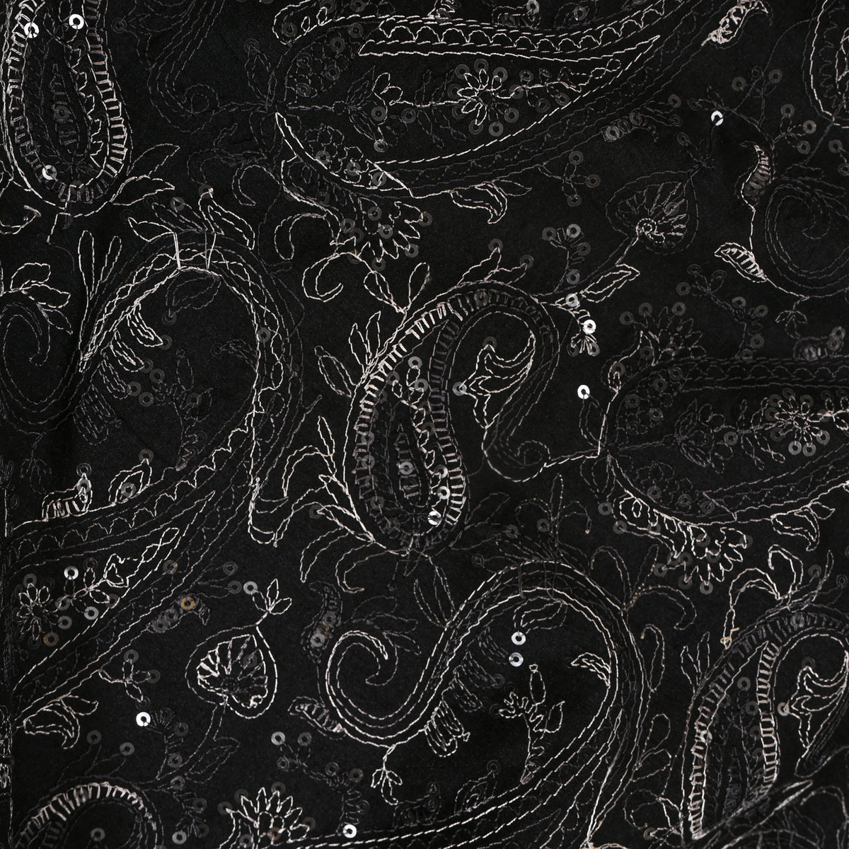 Black Tussar With Paisley Thread Work