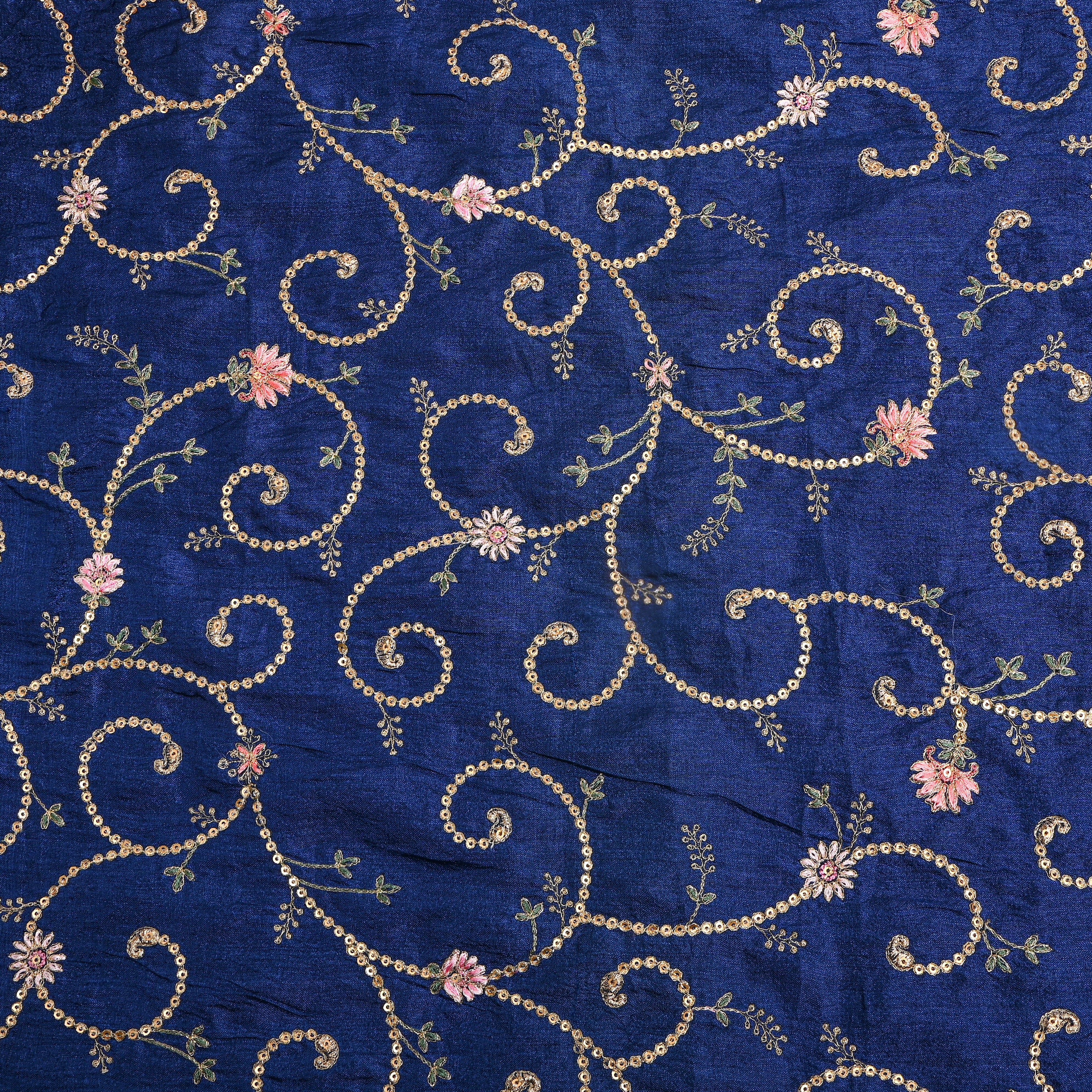 Blue Zari Jaal Embroidered Tussar Silk