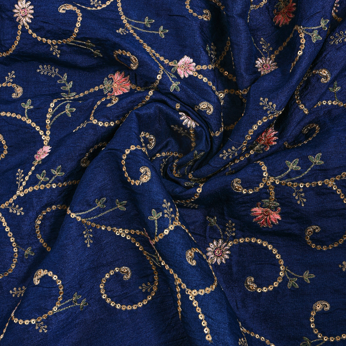 Blue Zari Jaal Embroidered Tussar Silk