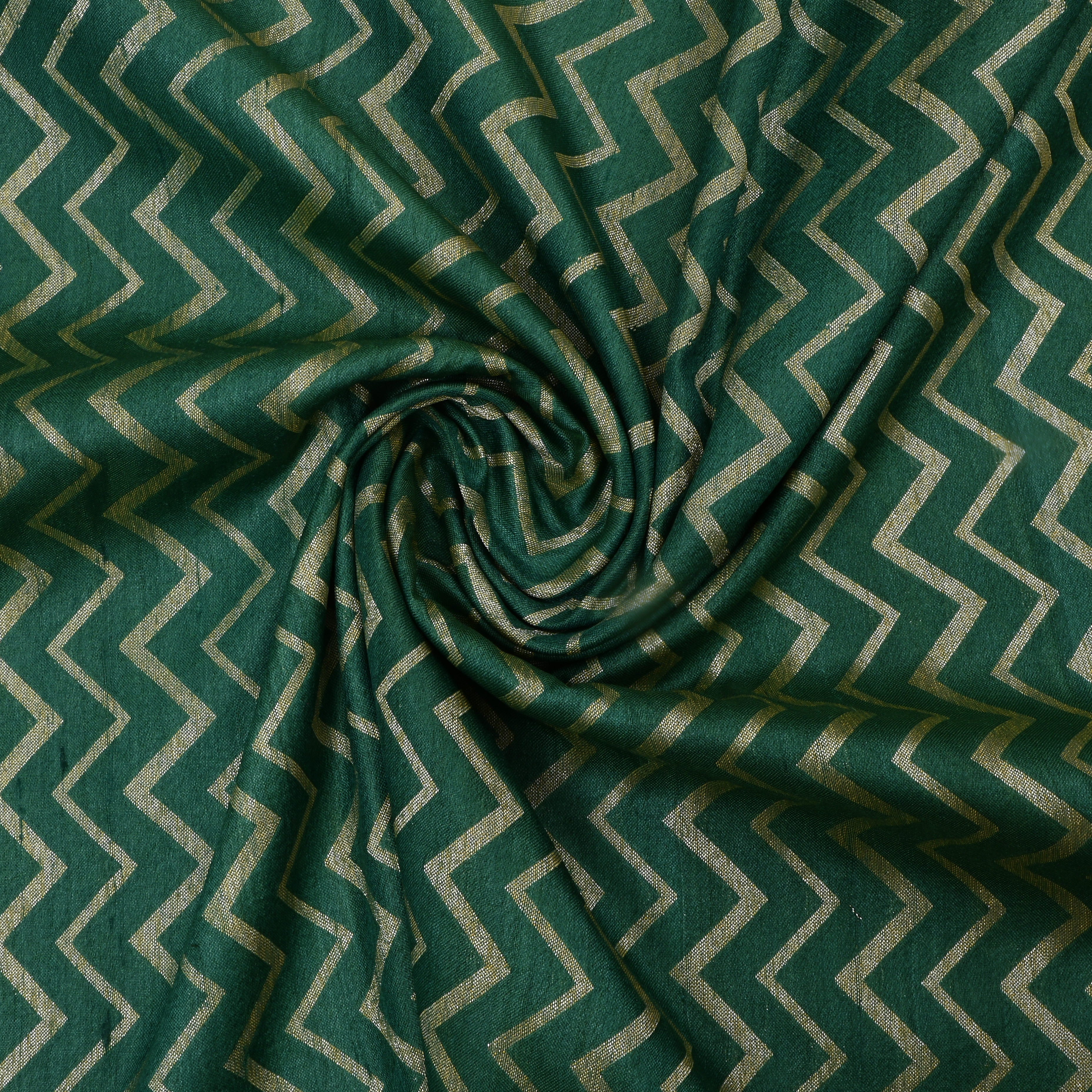 Bottle Green Tussar Fabric With Pattern