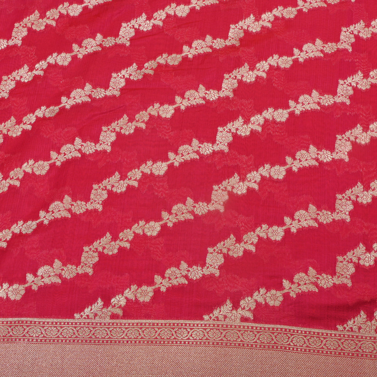 Red Stripe Weave Banarasi Silk