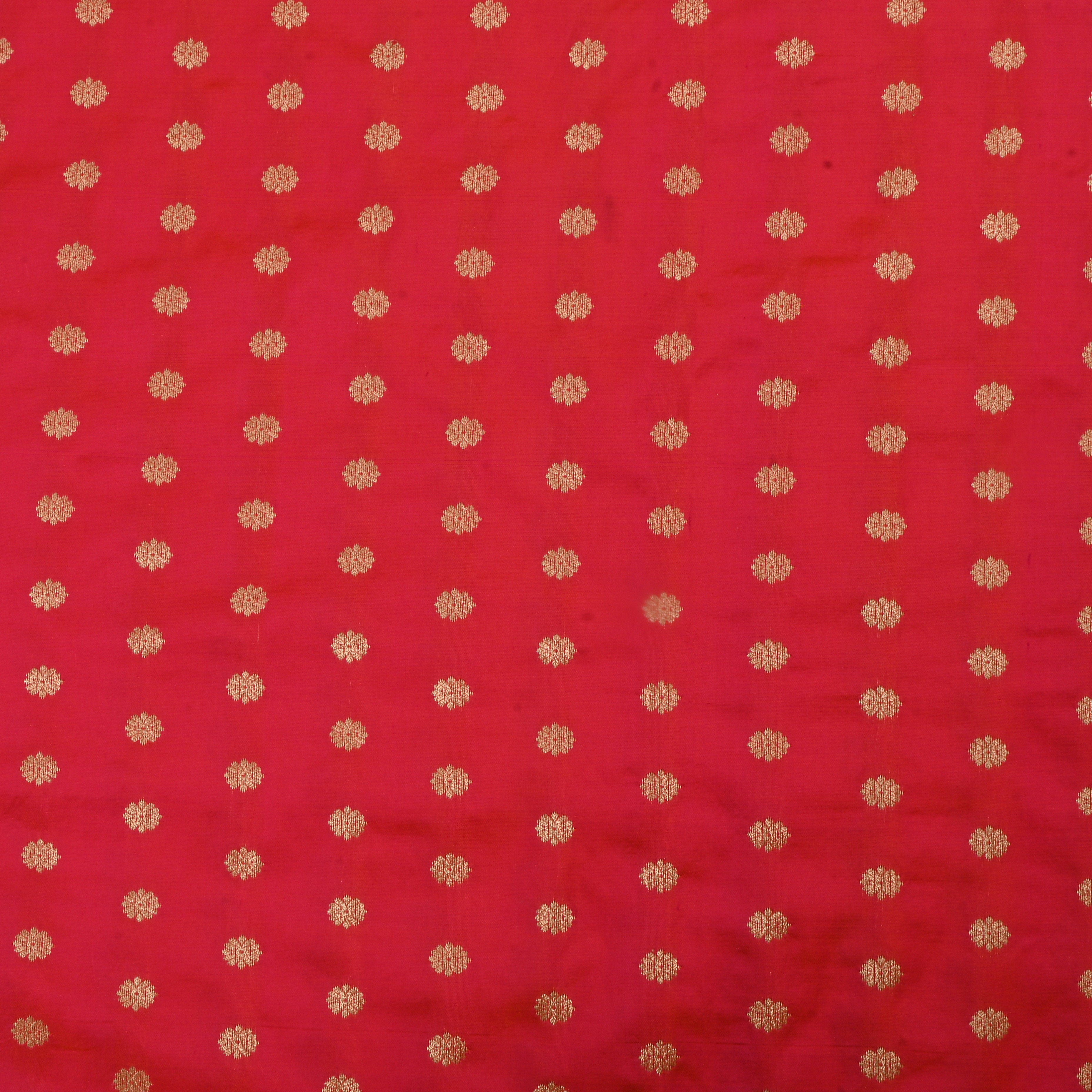 Chilli Red Jamawar Silk Fabric With Butti'S