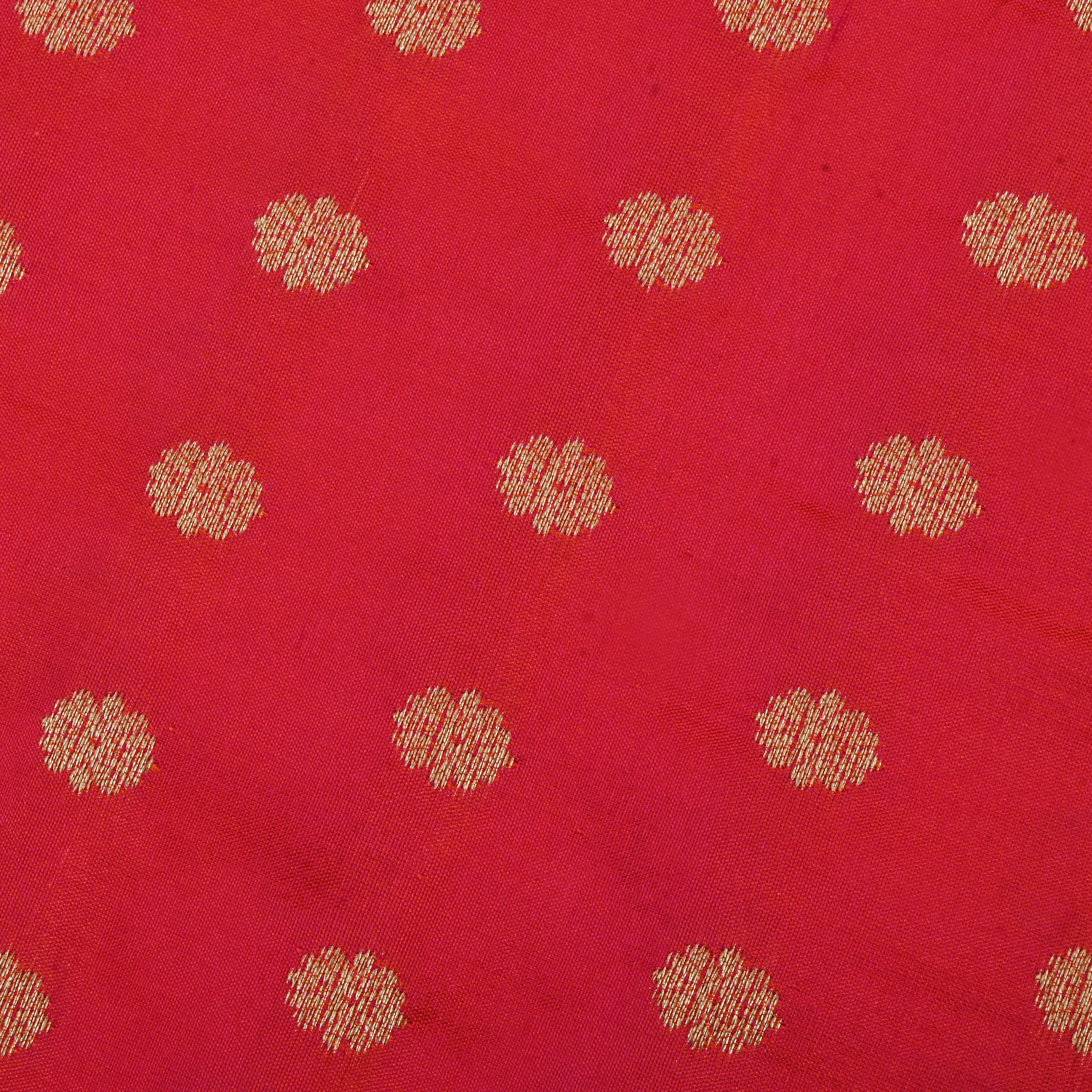 Chilli Red Jamawar Silk Fabric With Butti'S