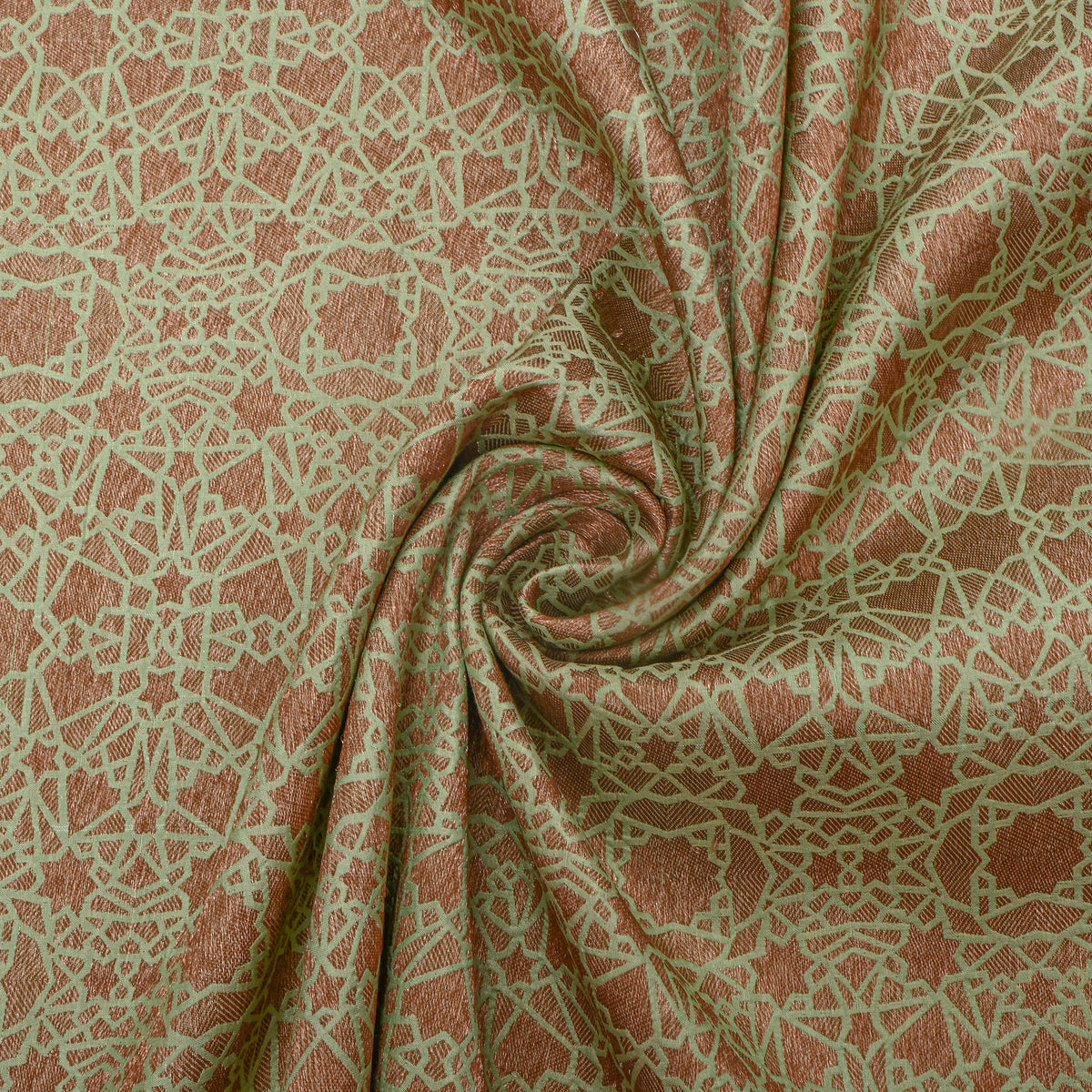 Sage Green And Antique Gold Banarasi Silk Fabric