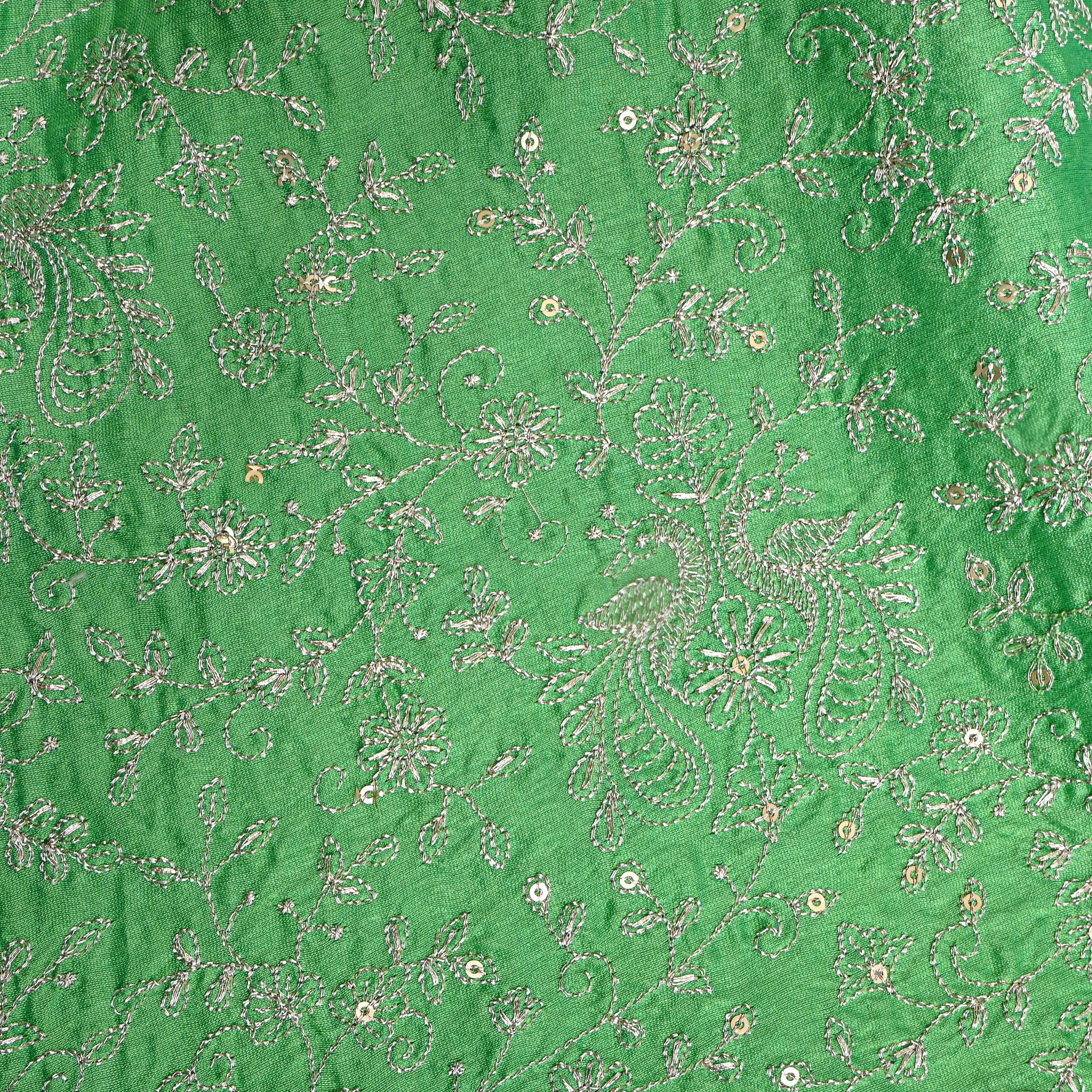 Green Silver Zari Jaal Embroidered Chanderi