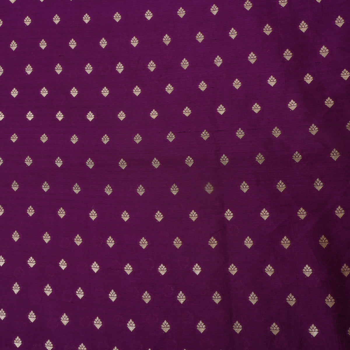 Plum Purple Gold Zari Diamond Butti Banarasi Silk Fabric