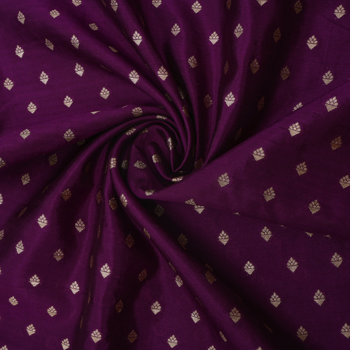 Plum Purple Gold Zari Diamond Butti Banarasi Silk Fabric