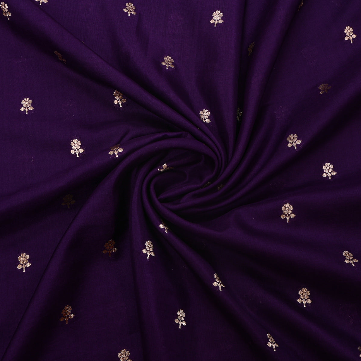 Grape Gold Zari Floral Butti Jamawar Silk Fabric