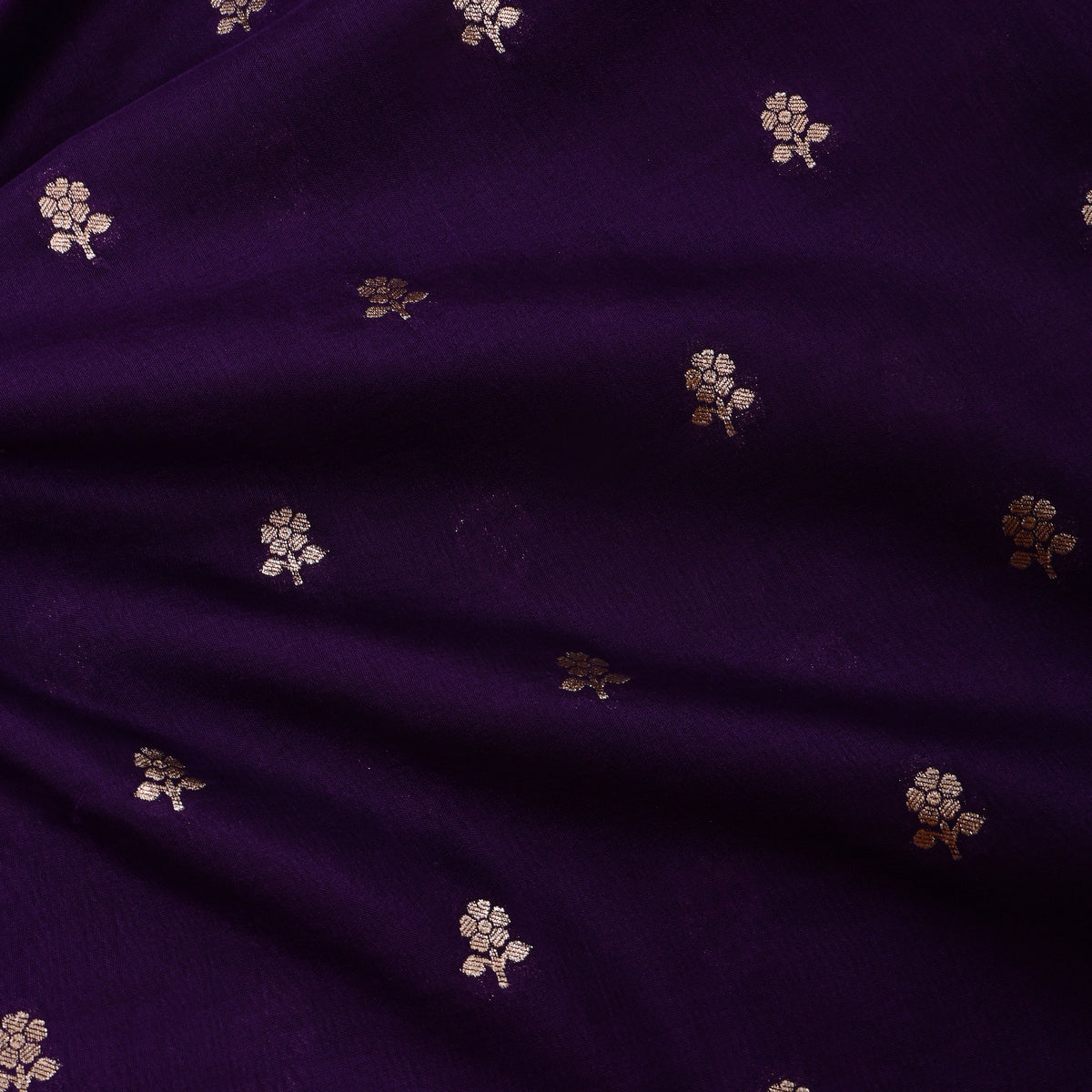 Grape Gold Zari Floral Butti Jamawar Silk Fabric
