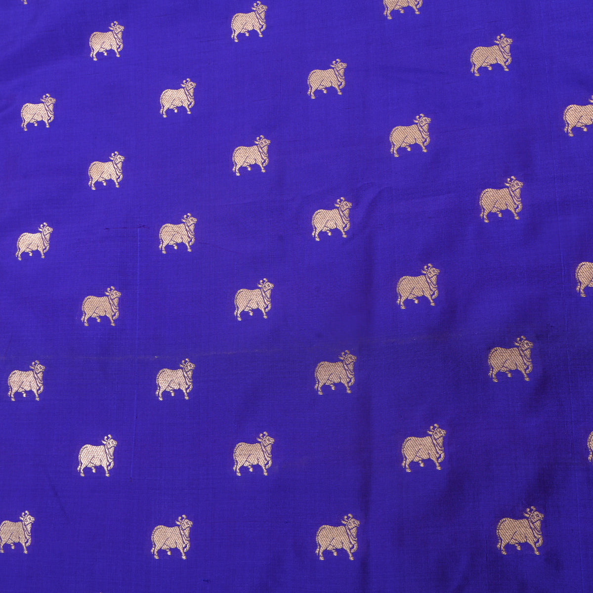 Brigh Blue Silver Zari Cow Butti Jamawar Silk Fabric