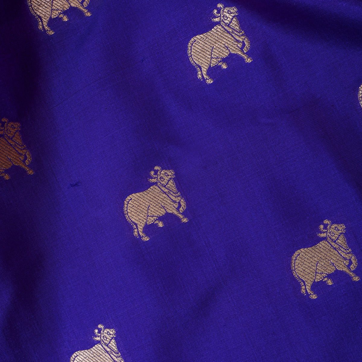 Brigh Blue Silver Zari Cow Butti Jamawar Silk Fabric