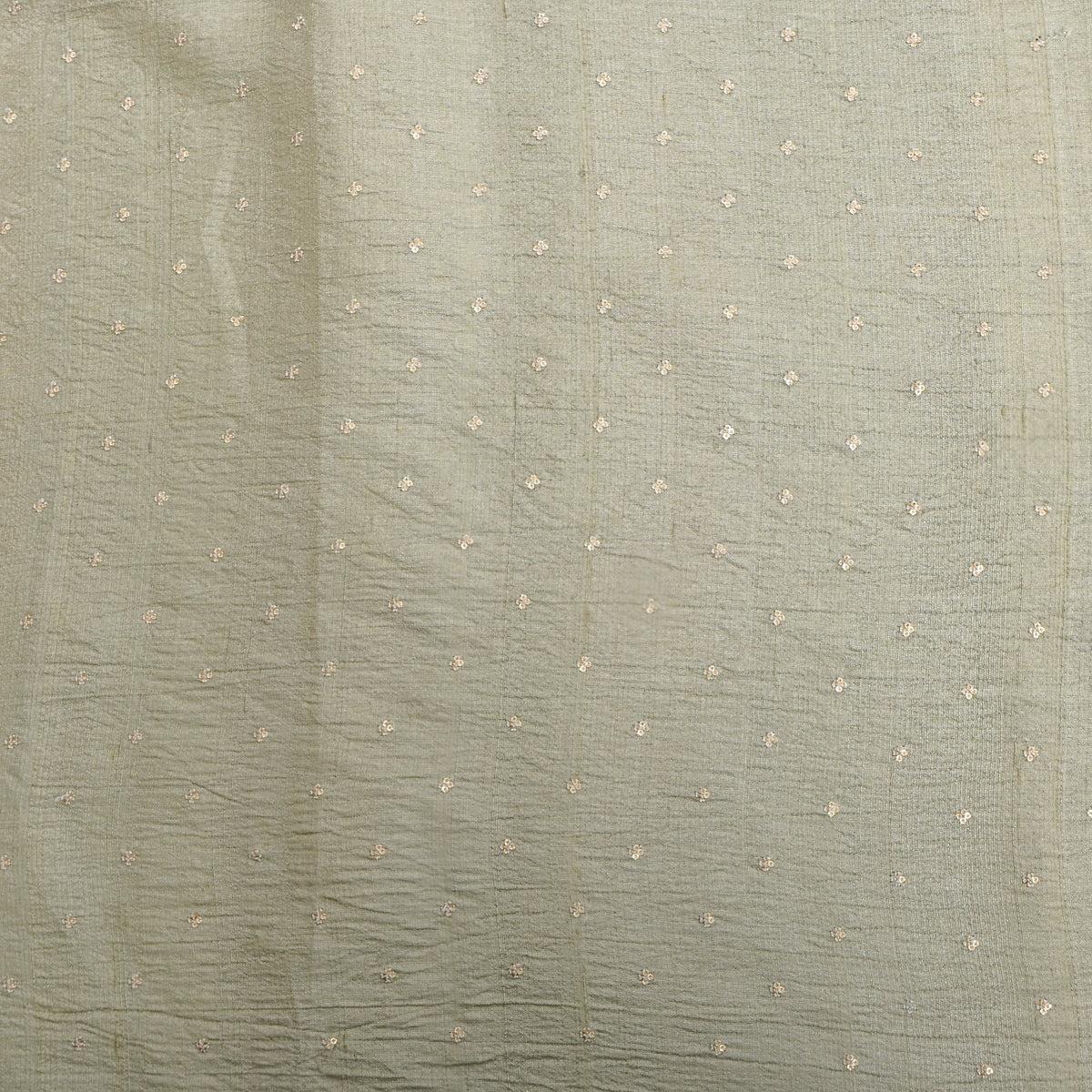 Sage Green Gold Sequin Butti Tussar Fabric