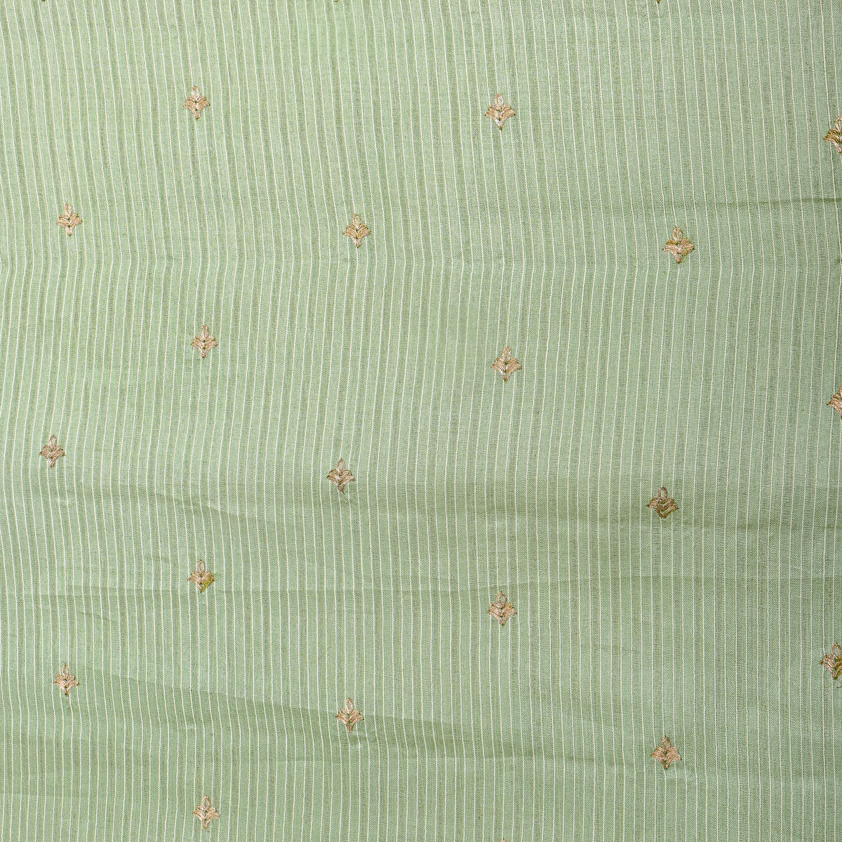 Sage Green Zari Butti Tussar Fabric