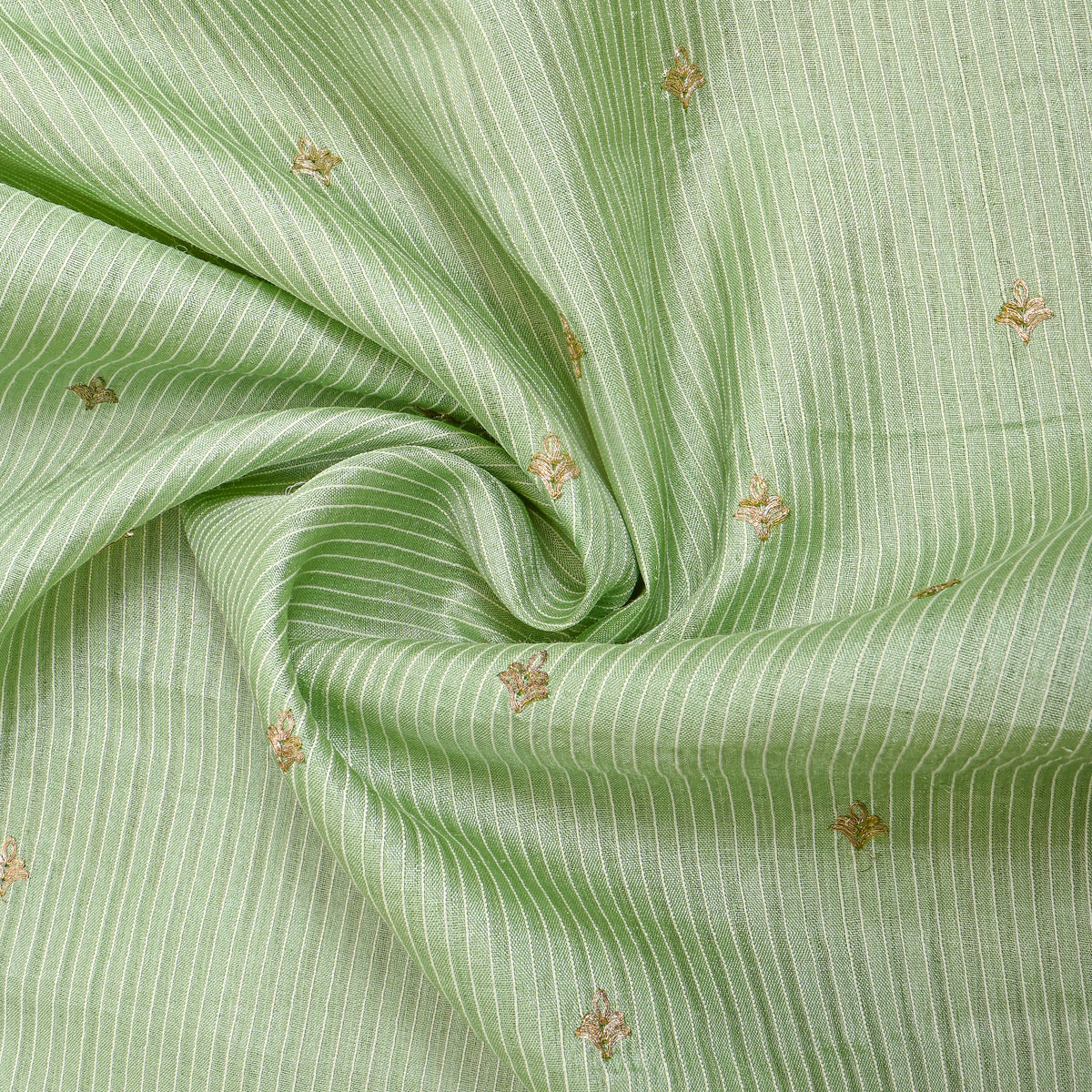Sage Green Zari Butti Tussar Fabric