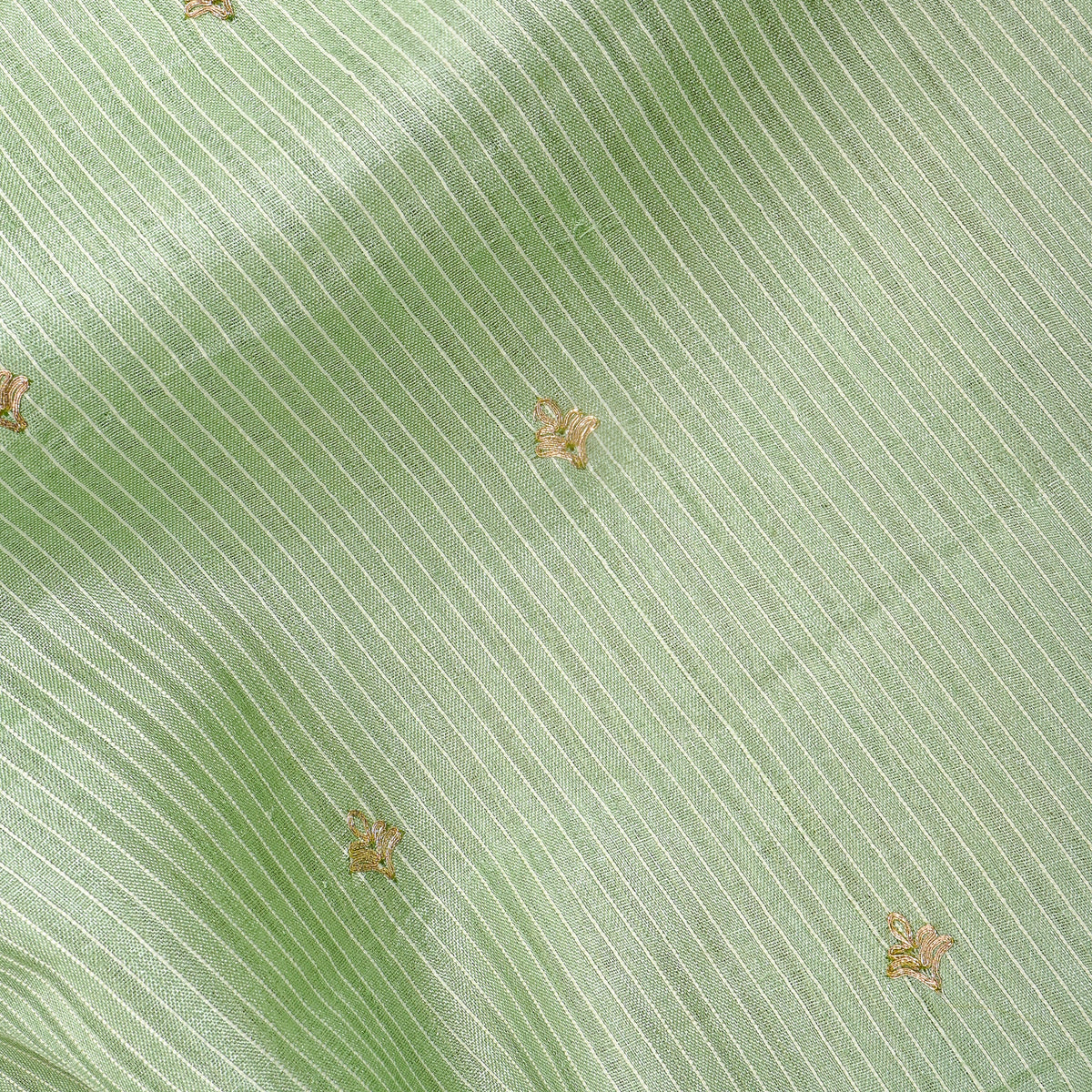 Sage Green Zari Butti Tussar Fabric