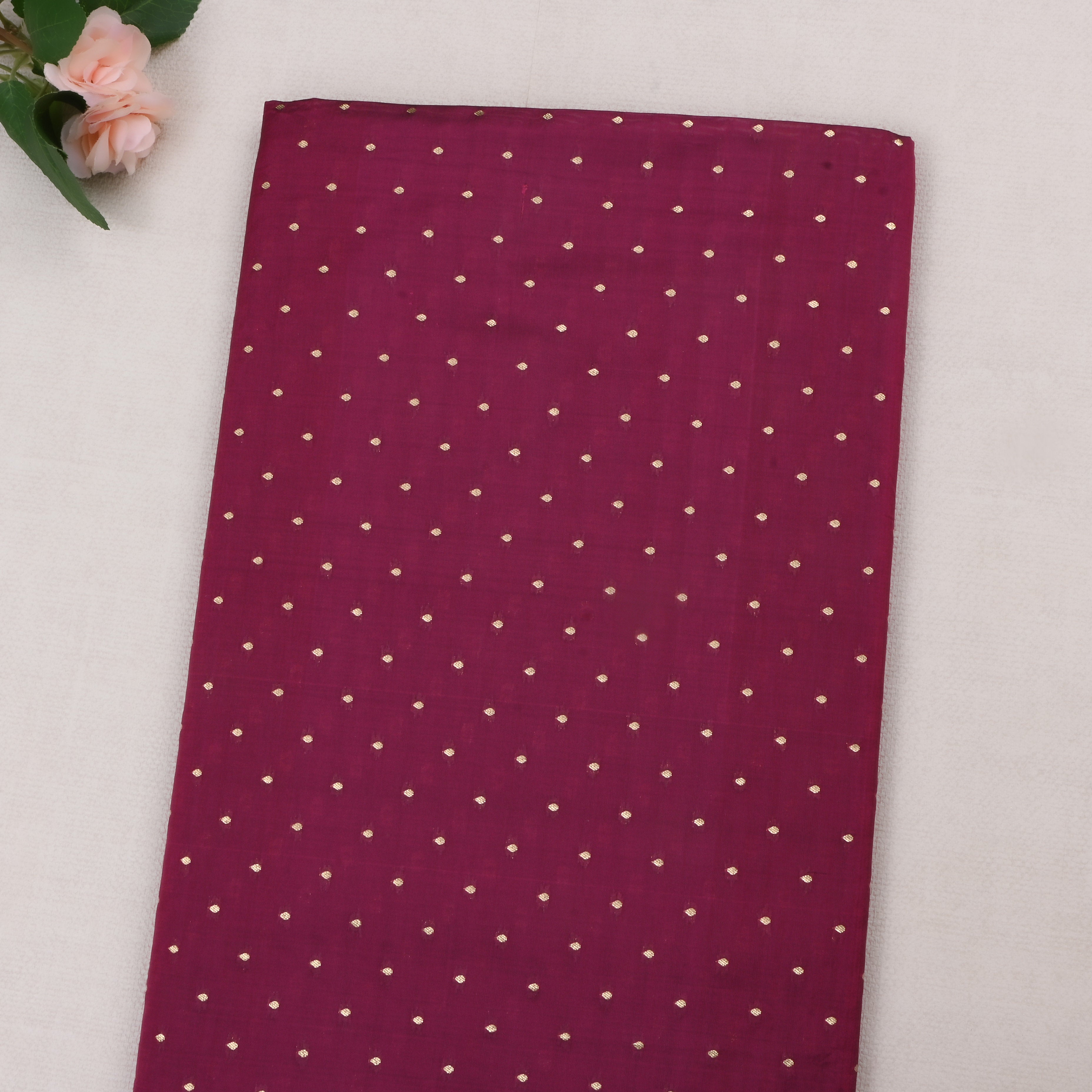 Pansy Purple Jamawar Silk Fabric With Butti'S