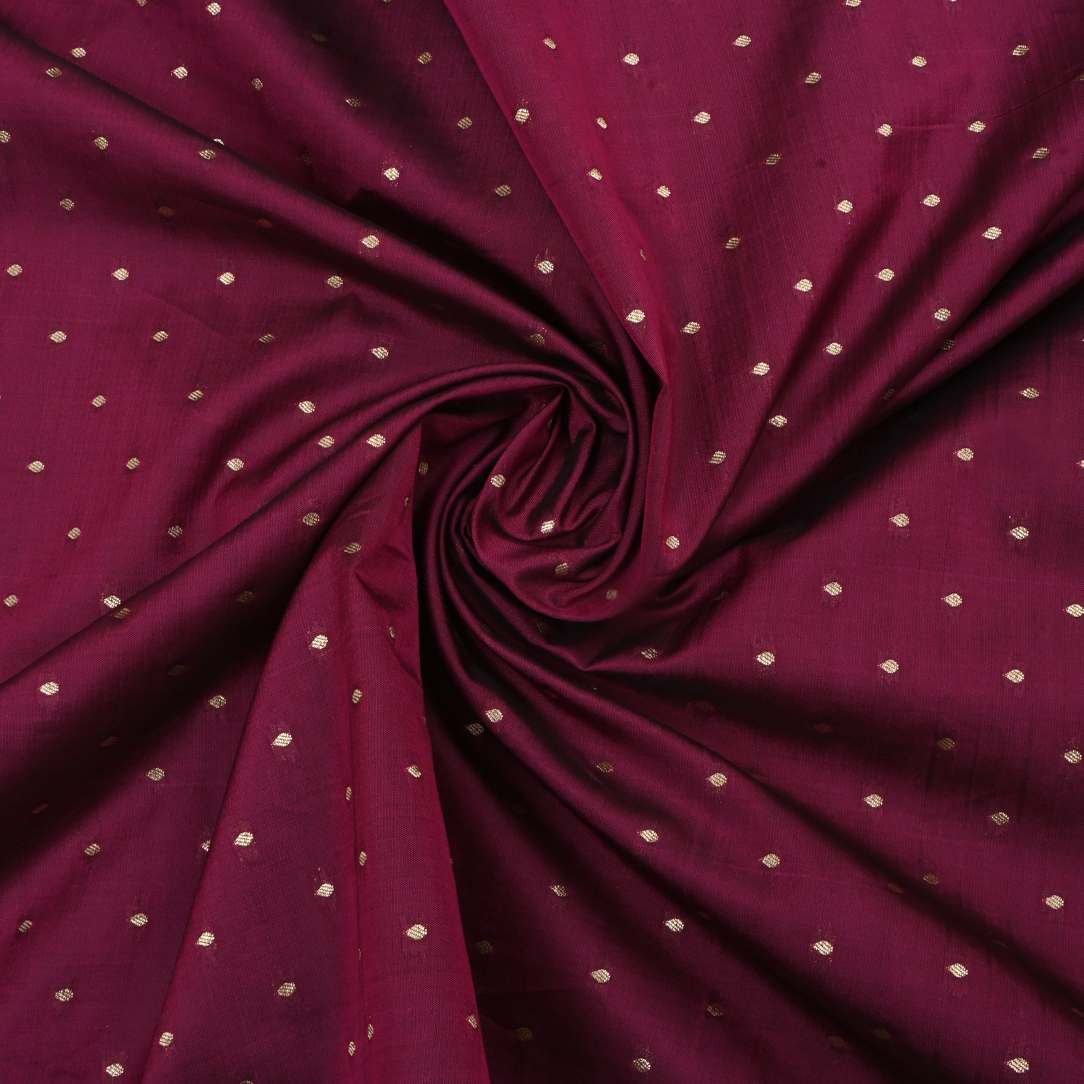 Pansy Purple Jamawar Silk Fabric With Butti'S